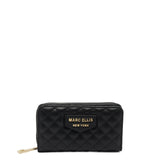 Portafoglio donna con zip Poliuretano vegano MILA-ZIPPER-ROUND-BLACK-OFF GOLD Marc Ellis