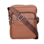 Borsa a tracolla uomo 100% pelle PU PCL3022-LIGHT BROWN Northampton Polo Club
