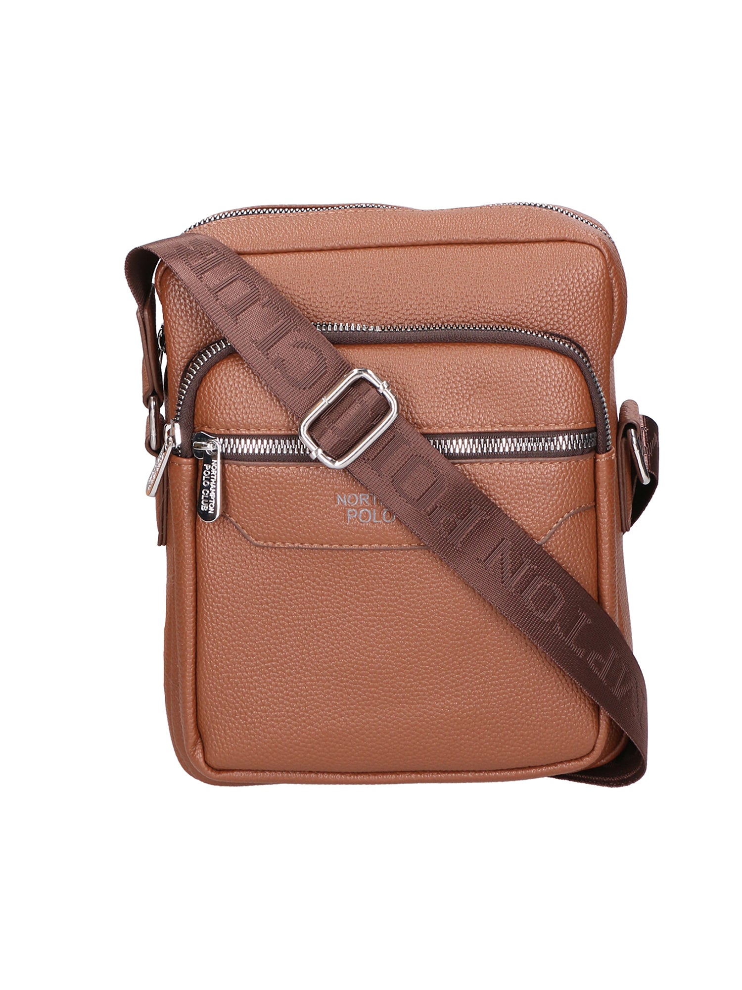 Borsa a tracolla uomo 100% pelle PU PCL3022-LIGHT BROWN Northampton Polo Club