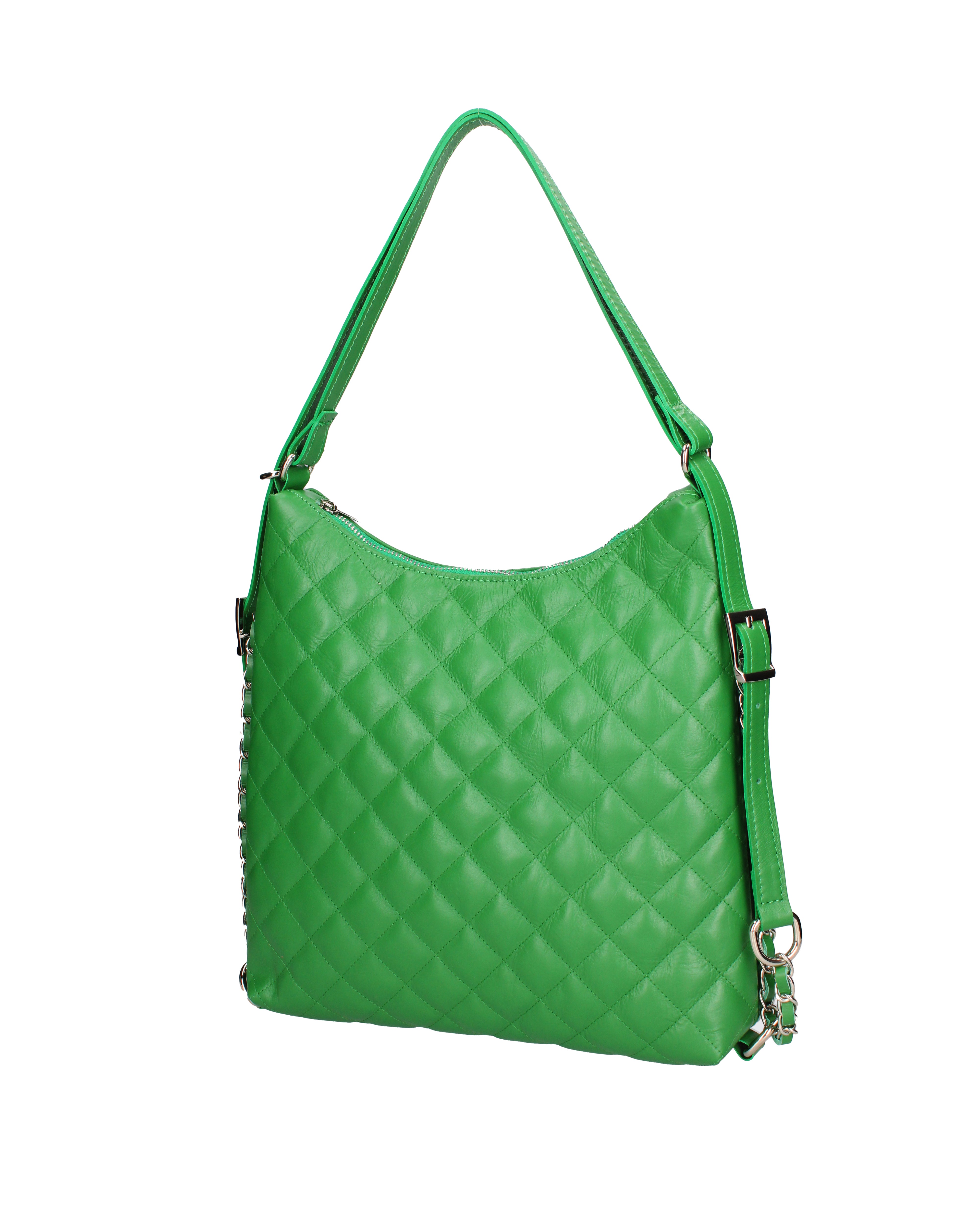 Borsa a spalla convertibile in zaino Vera pelle 07144-S47 VERDE MELA Roberta Rossi