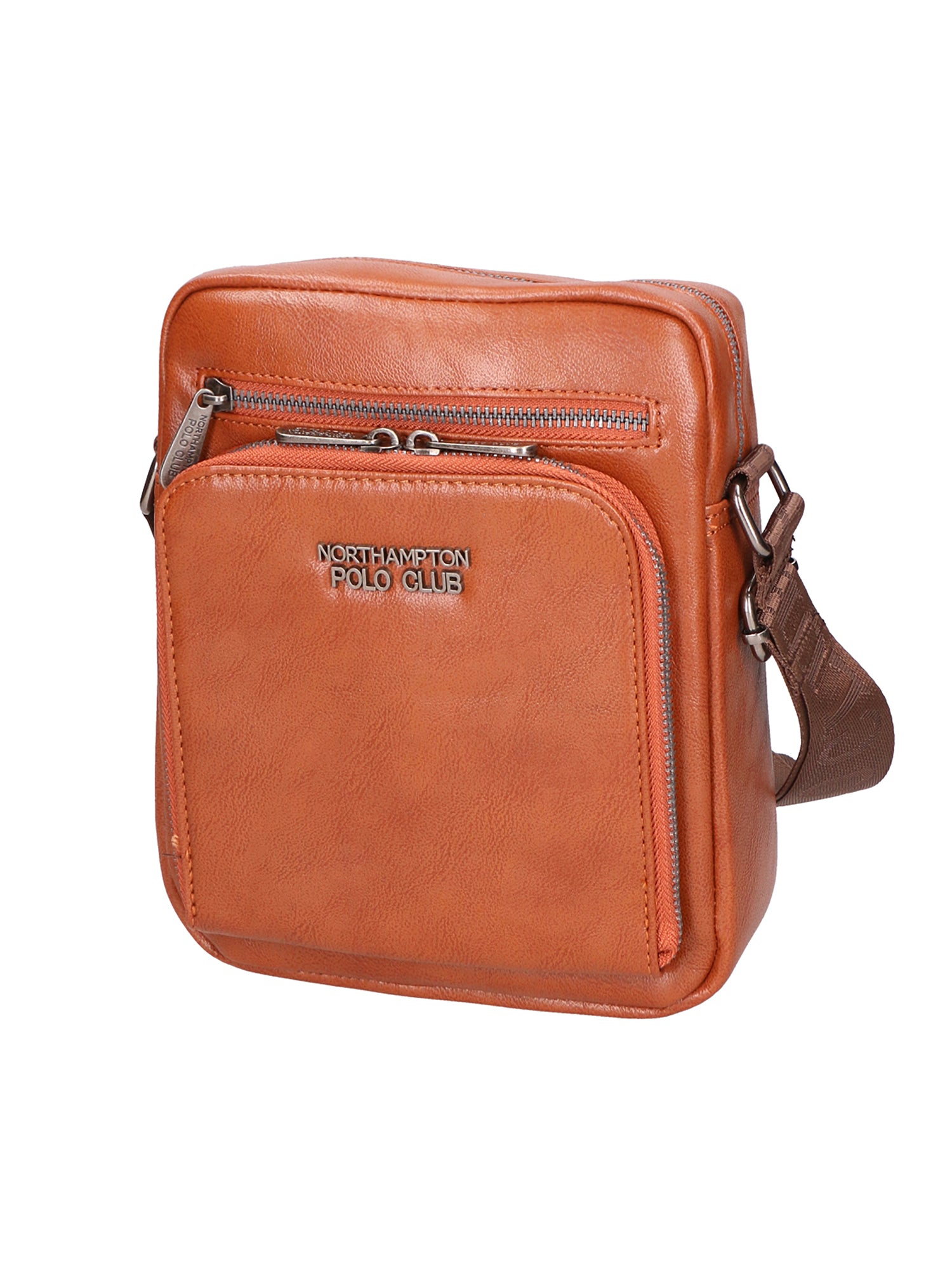 Borsa a tracolla uomo 100% pelle PU PCL3106-BROWN Northampton Polo Club