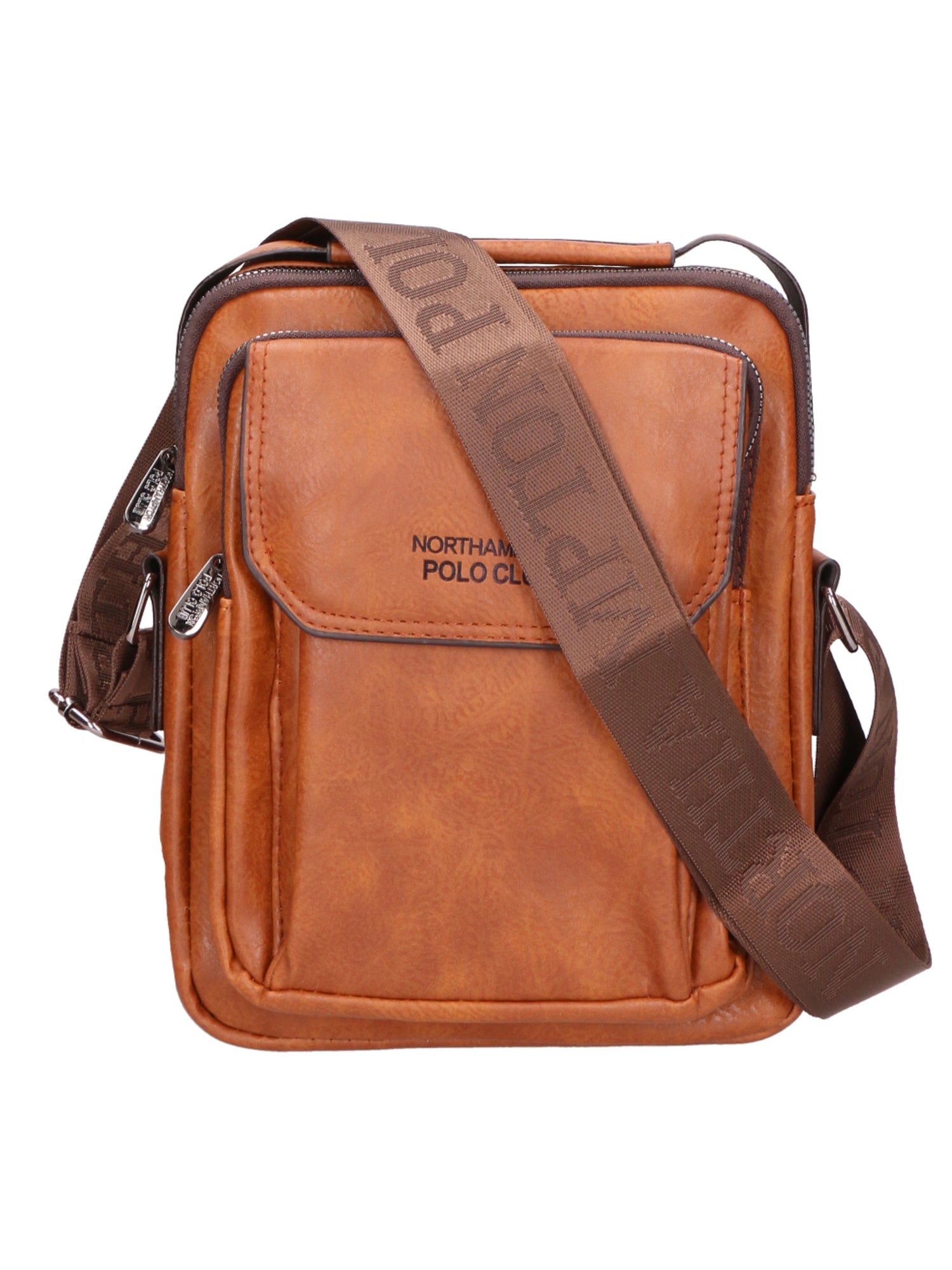 Borsa a tracolla uomo 100% PU Leather PCL3051-BROWN Northampton Polo Club
