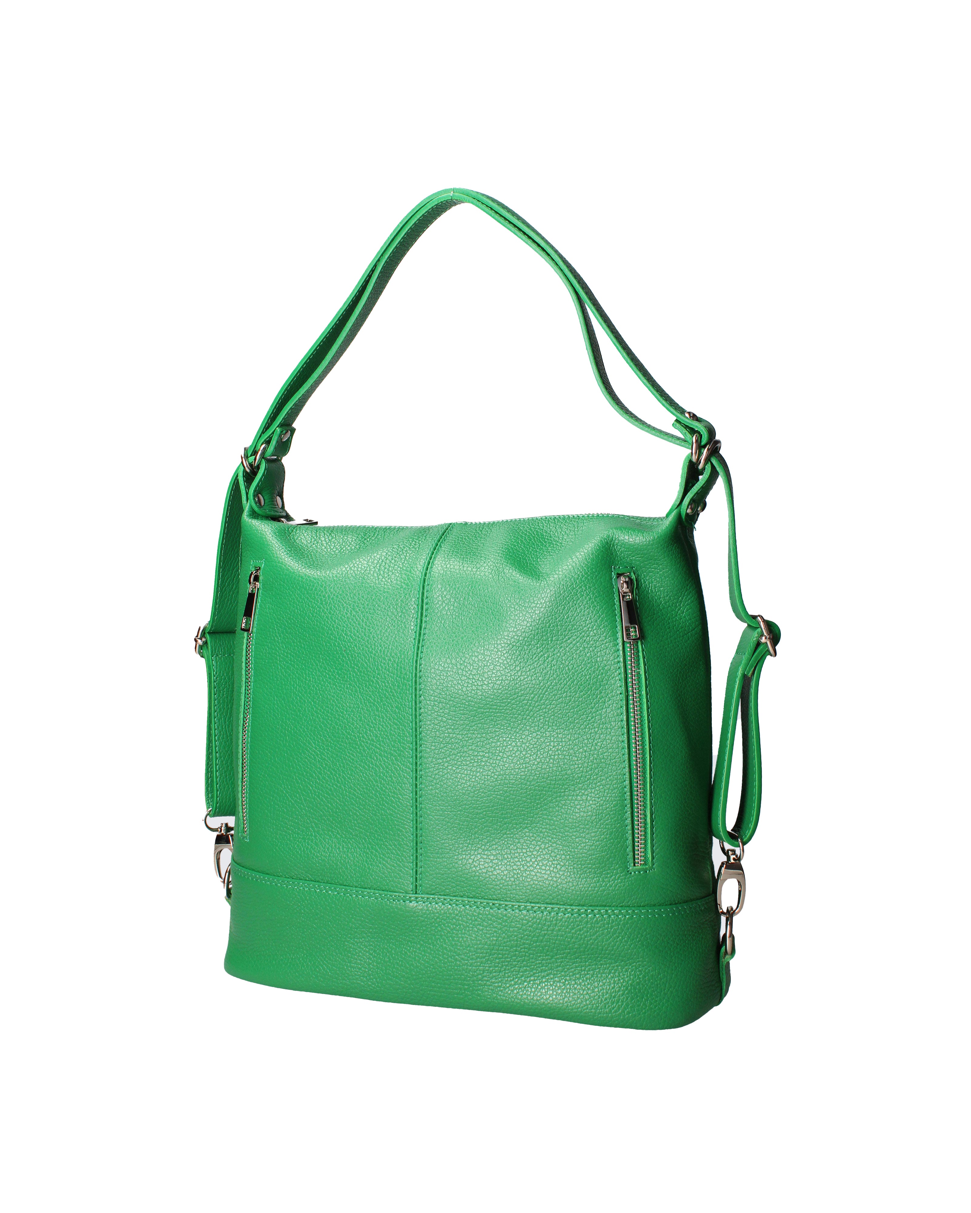 Vera pelle 07135-D47 VERDE MELA Borsa a spalla convertibile Anjelica Viola Castellani