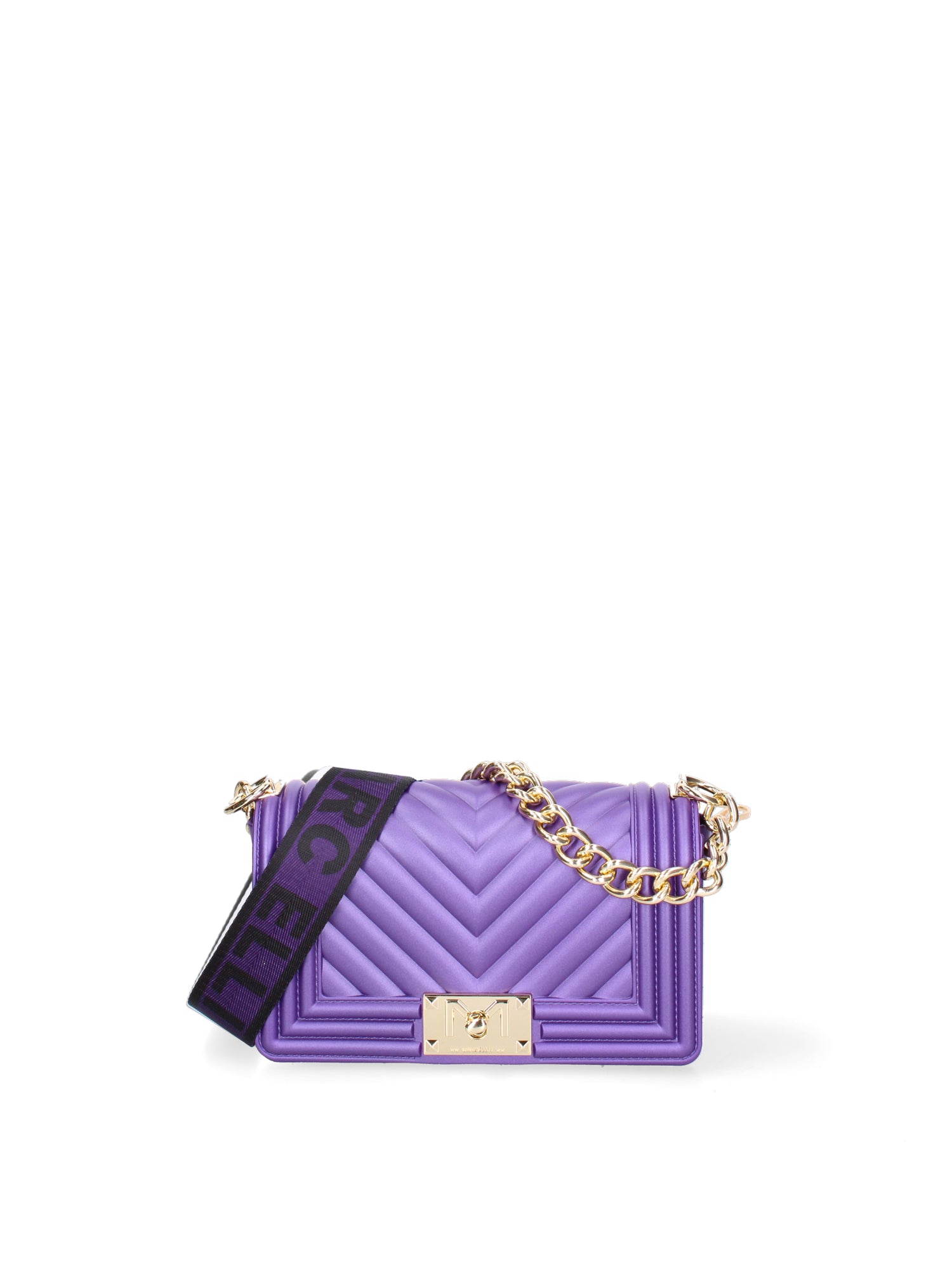 Borsa a mano da donna 100% Pvc FLAT-S 24-VIOLET INDIGO - GOLD Marc Ellis