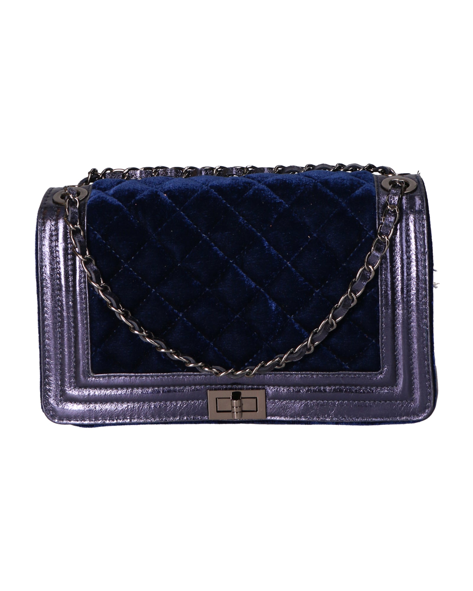 Valeriana Borsa a tracolla da donna Velluto e pelle 1139-BLU Gave Lux