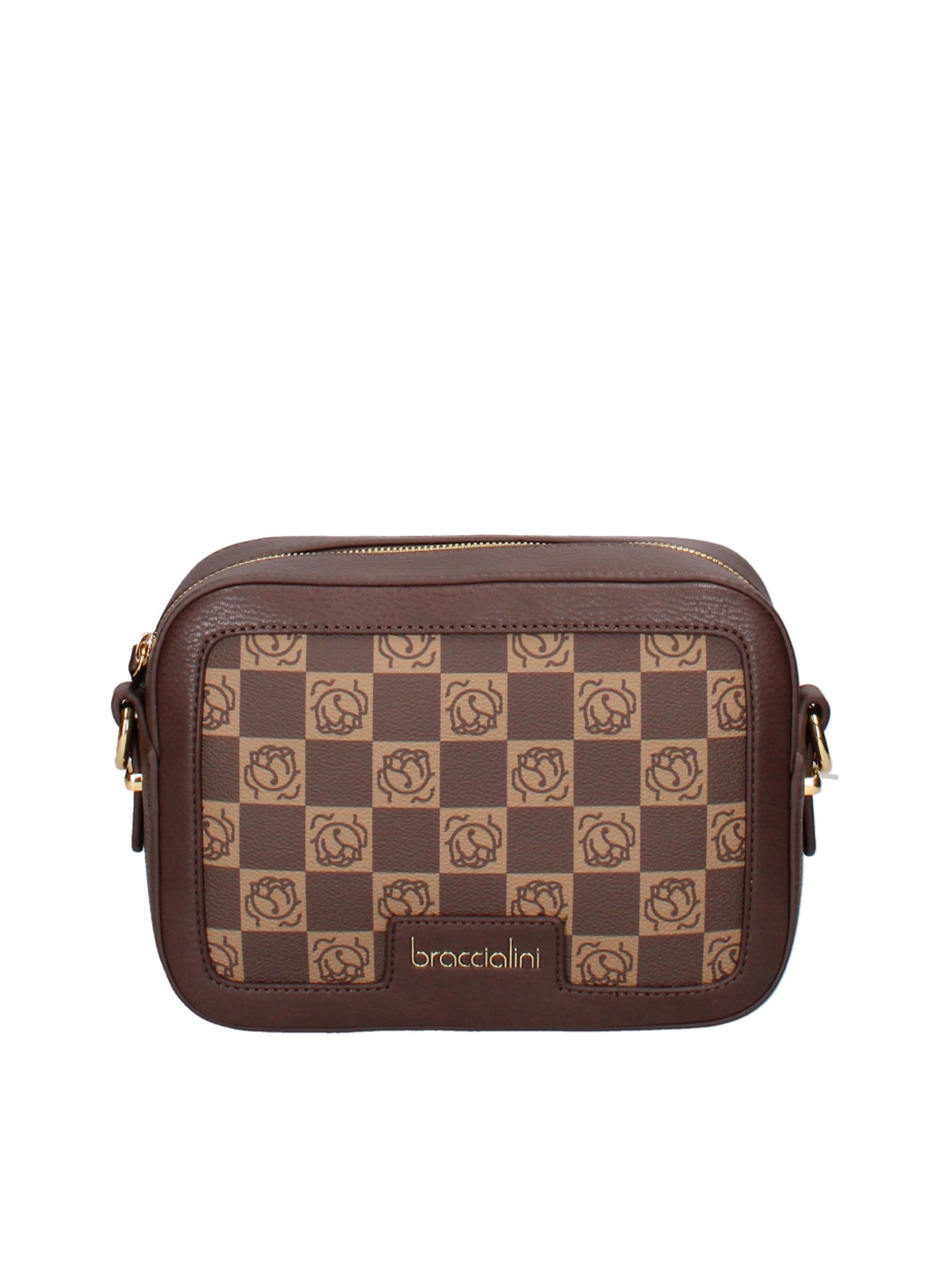 Brisella Borsa a tracolla da donna 100% poliuretano B16175-MARRONE Braccialini
