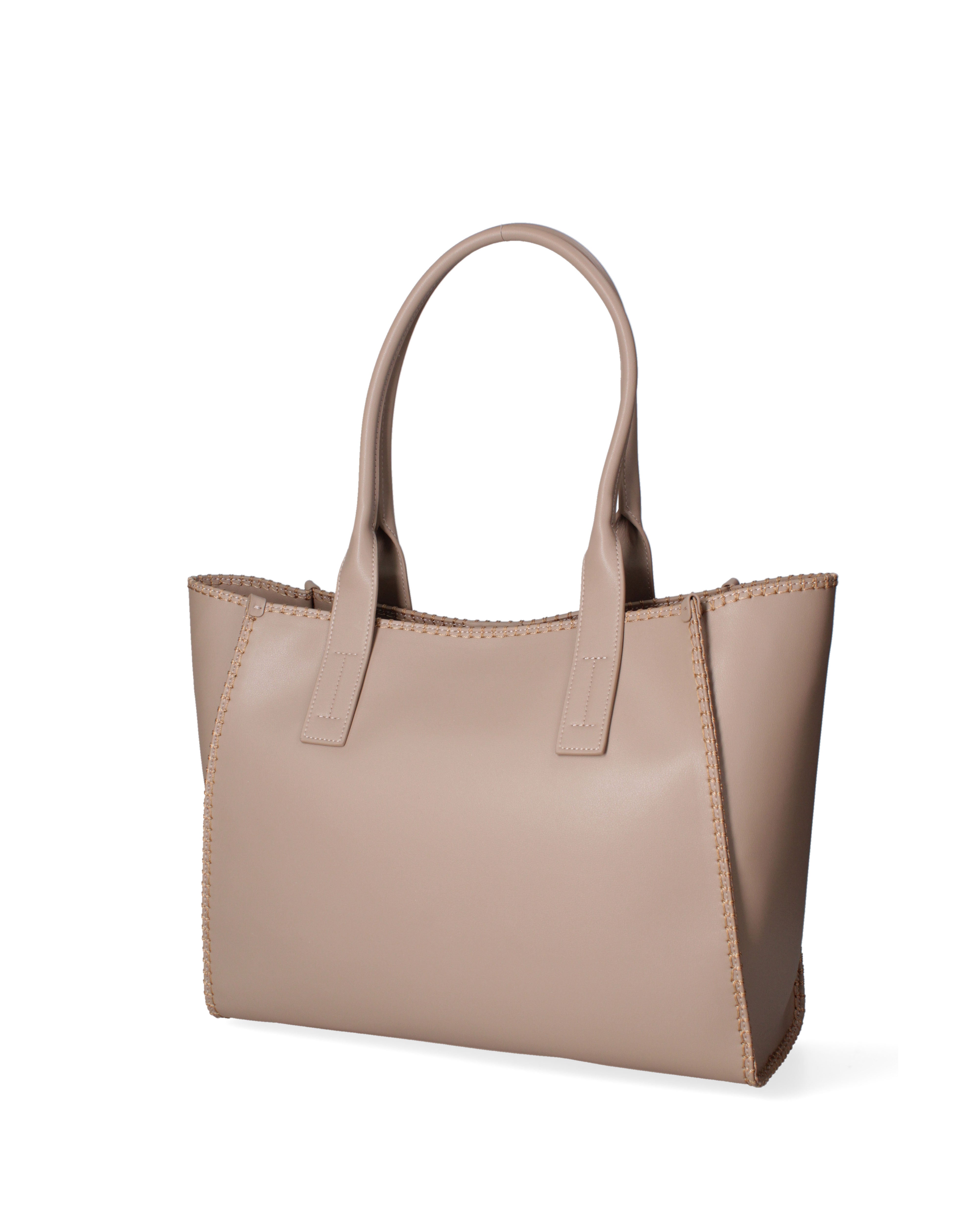 Borsa a spalla da donna 100% pelle riciclata 07225-Taupe Viola Castellani