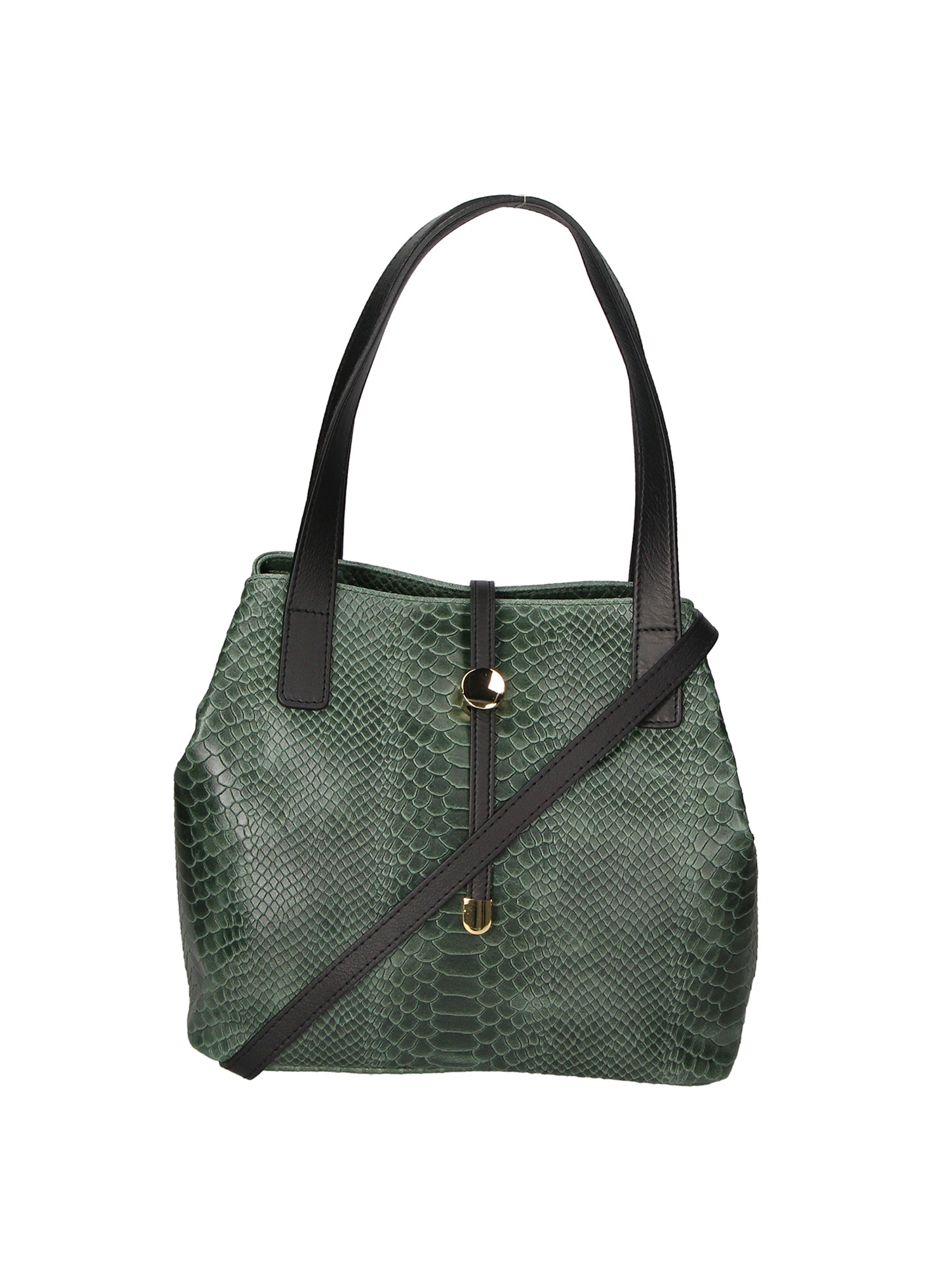 Clarissa Borsa a mano da donna Vera pelle 5276-017 VERDE BOTTIGLIA Gave Lux