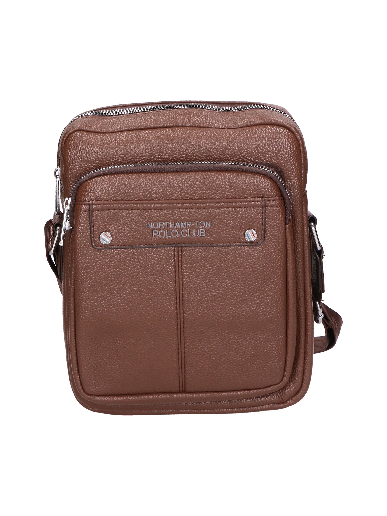 Borsa a tracolla uomo 100% PU Leather PCL3023-LIGHT BROWN Northampton Polo Club