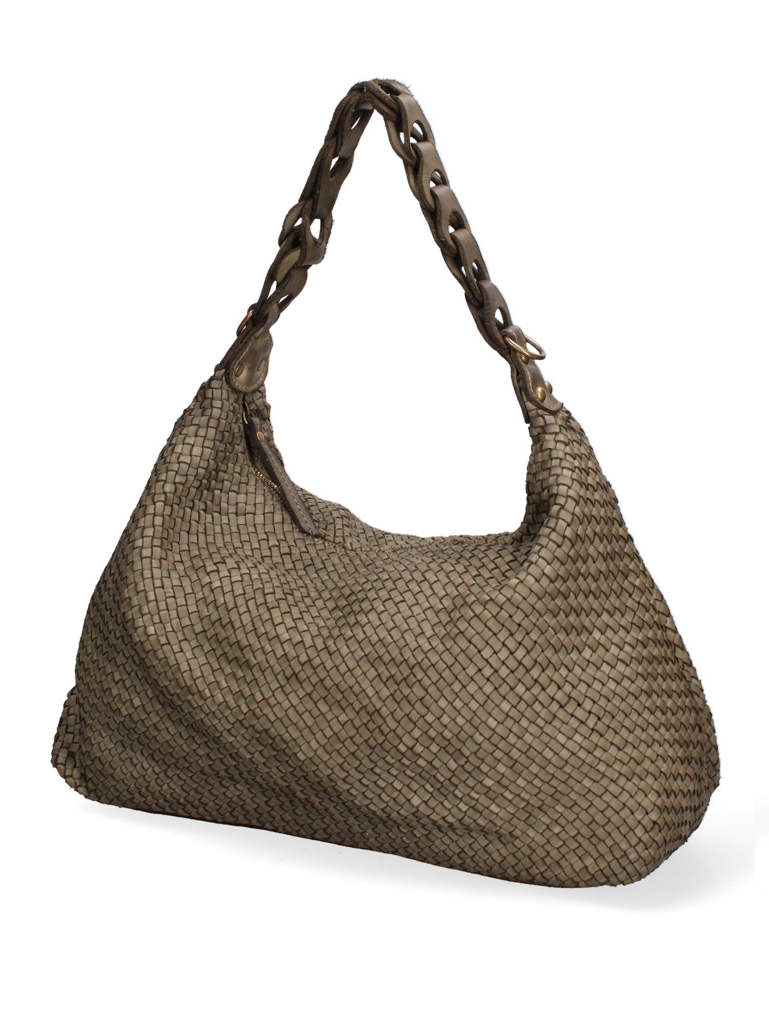 Asteria Borsa a spalla da donna Vera pelle 7799-VERDE MILITARE Gave Lux