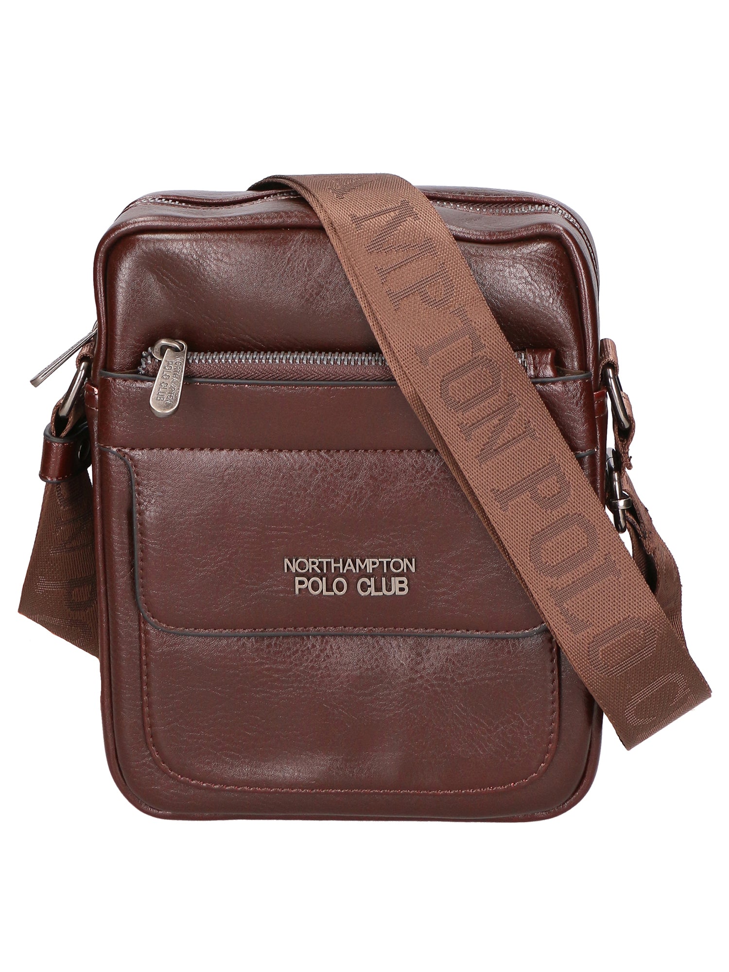 Borsa a tracolla uomo in pelle PU Casual PCL3082-BROWN Northampton Polo Club