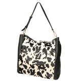 Asia Borsa a spalla da donna Vera pelle 05475-MUCCA BIANCO NERO Gave Lux