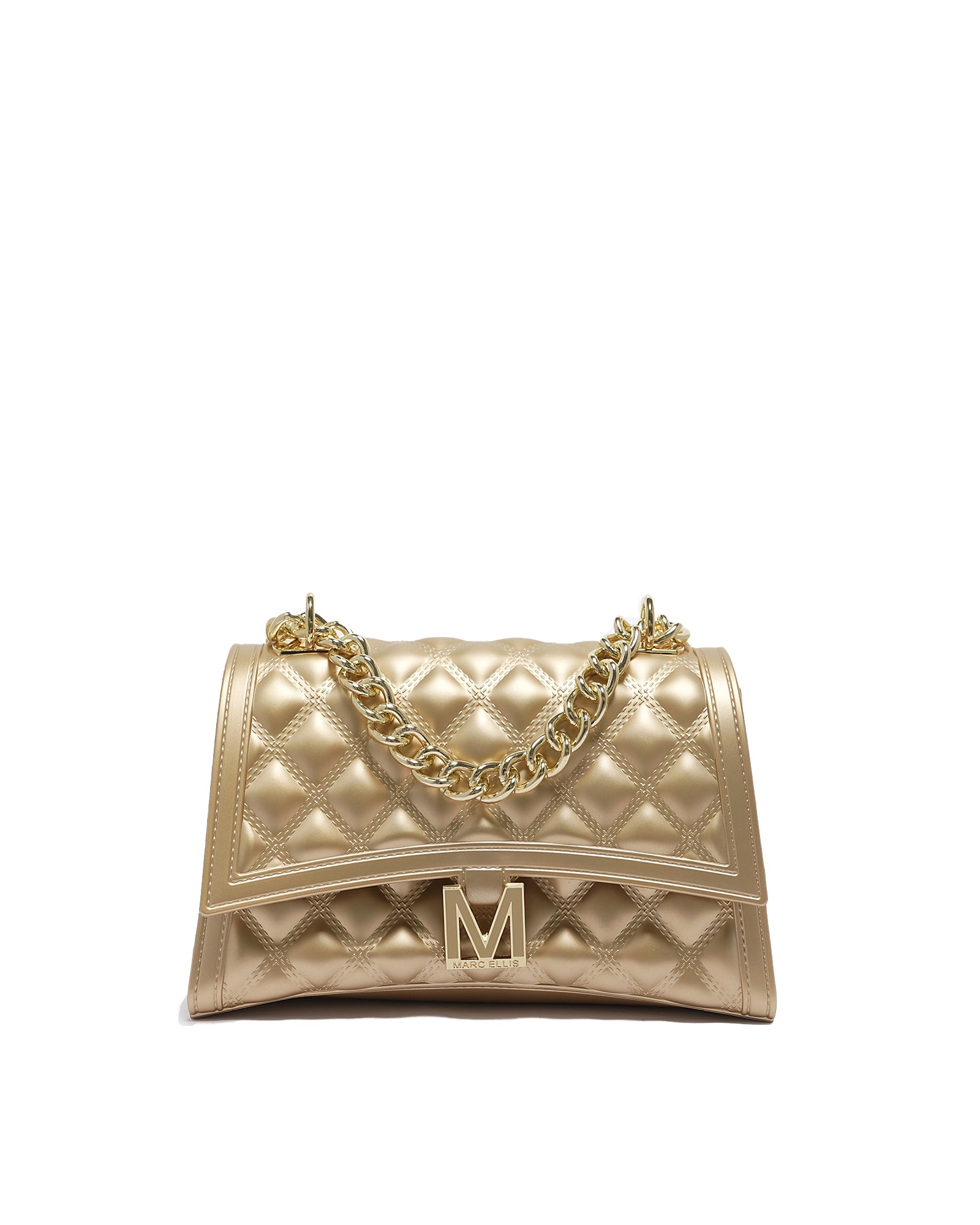 Borsa a mano da donna 100% Pvc FLAT RHOMBUS M-GOLD + LIGHT GOLD Marc Ellis