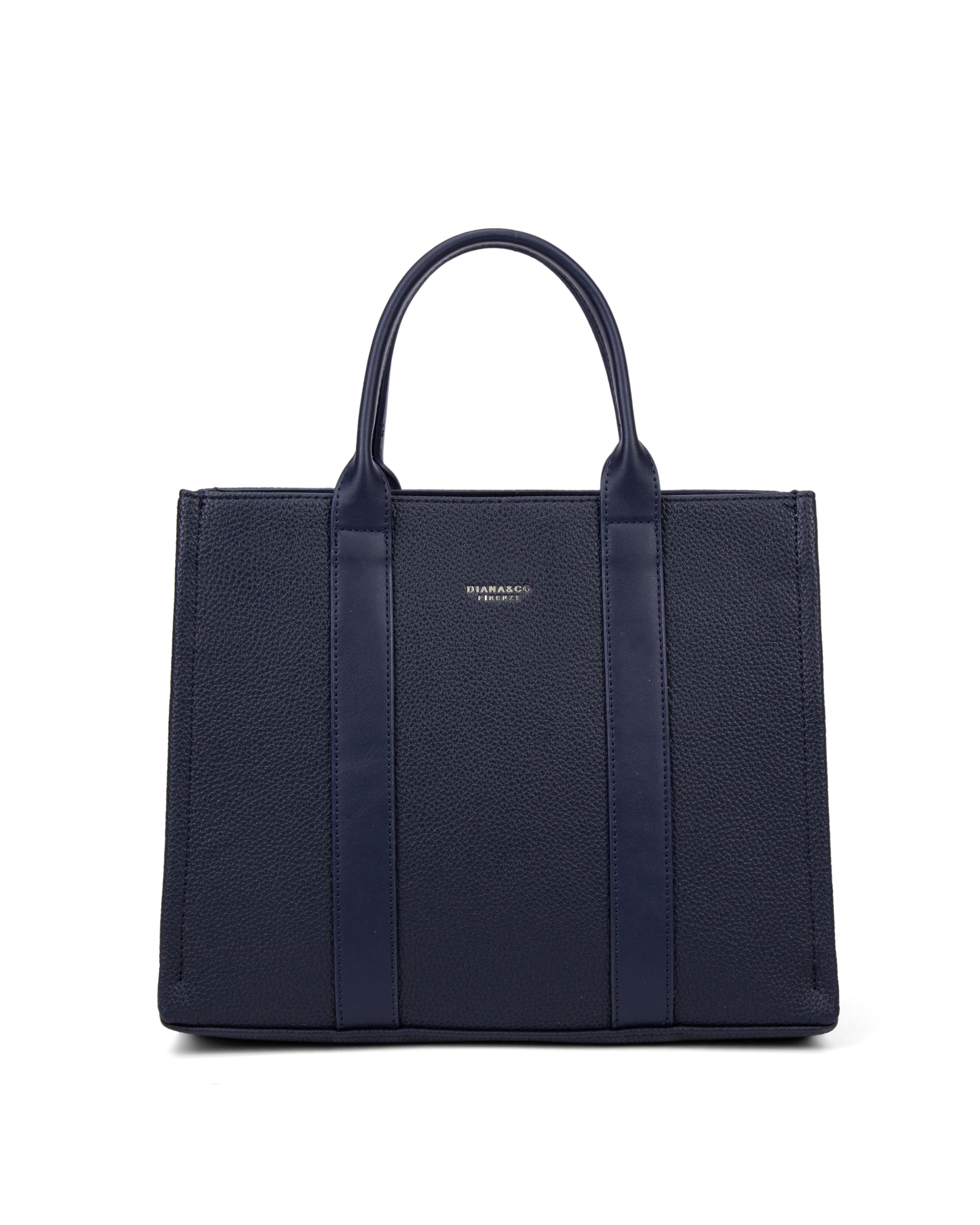 Borsa a mano da donna 100% pelle vegana PU 715-3PT-NAVYBLUE Diana&co