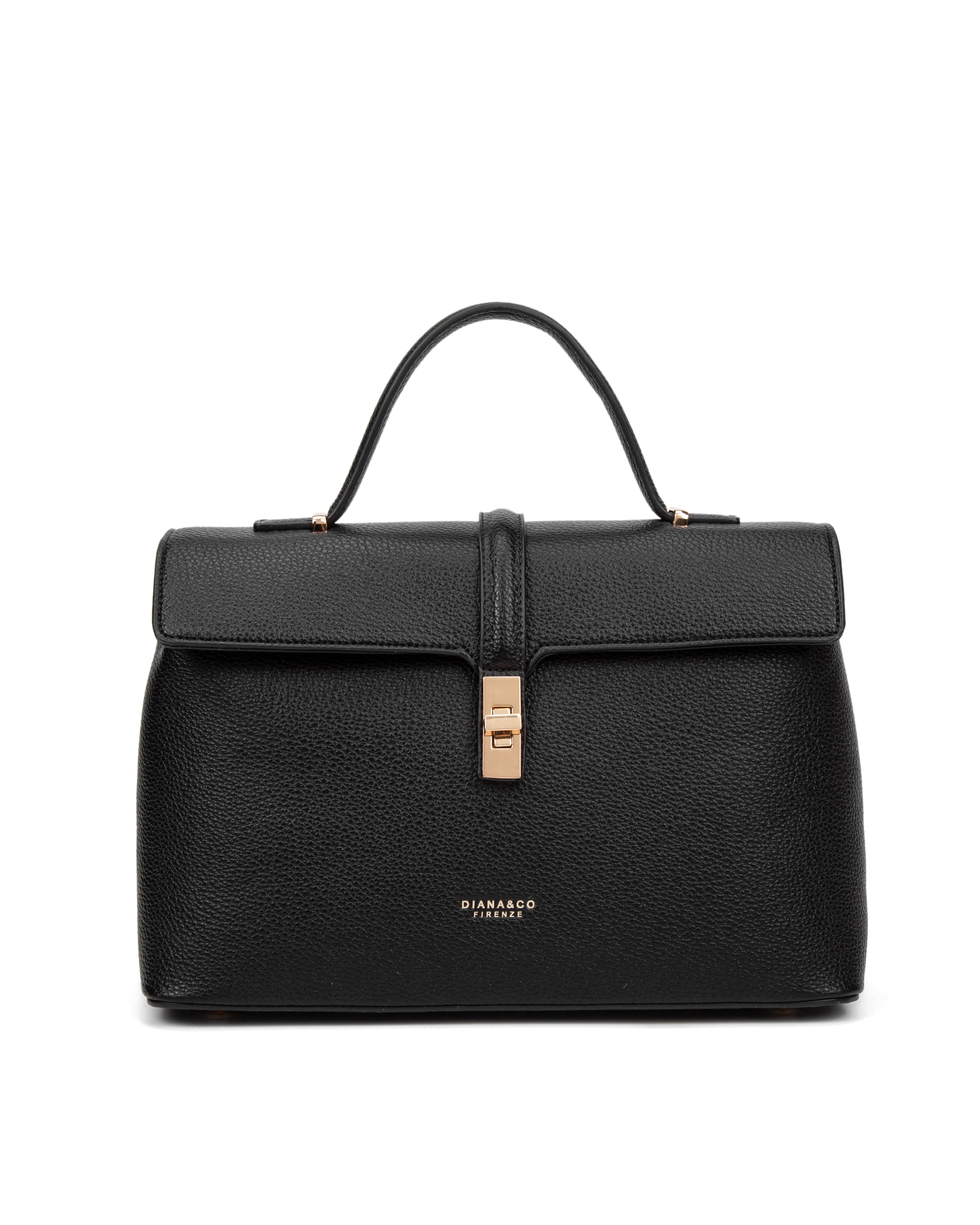 Borsa a mano da donna 100% pelle vegana PU 755-2PT-BLACK Diana&co