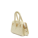 Borsa a mano da donna 100% PVC FLAT MINNY-BEIGE PRESTINE + OFF GOLD Marc Ellis