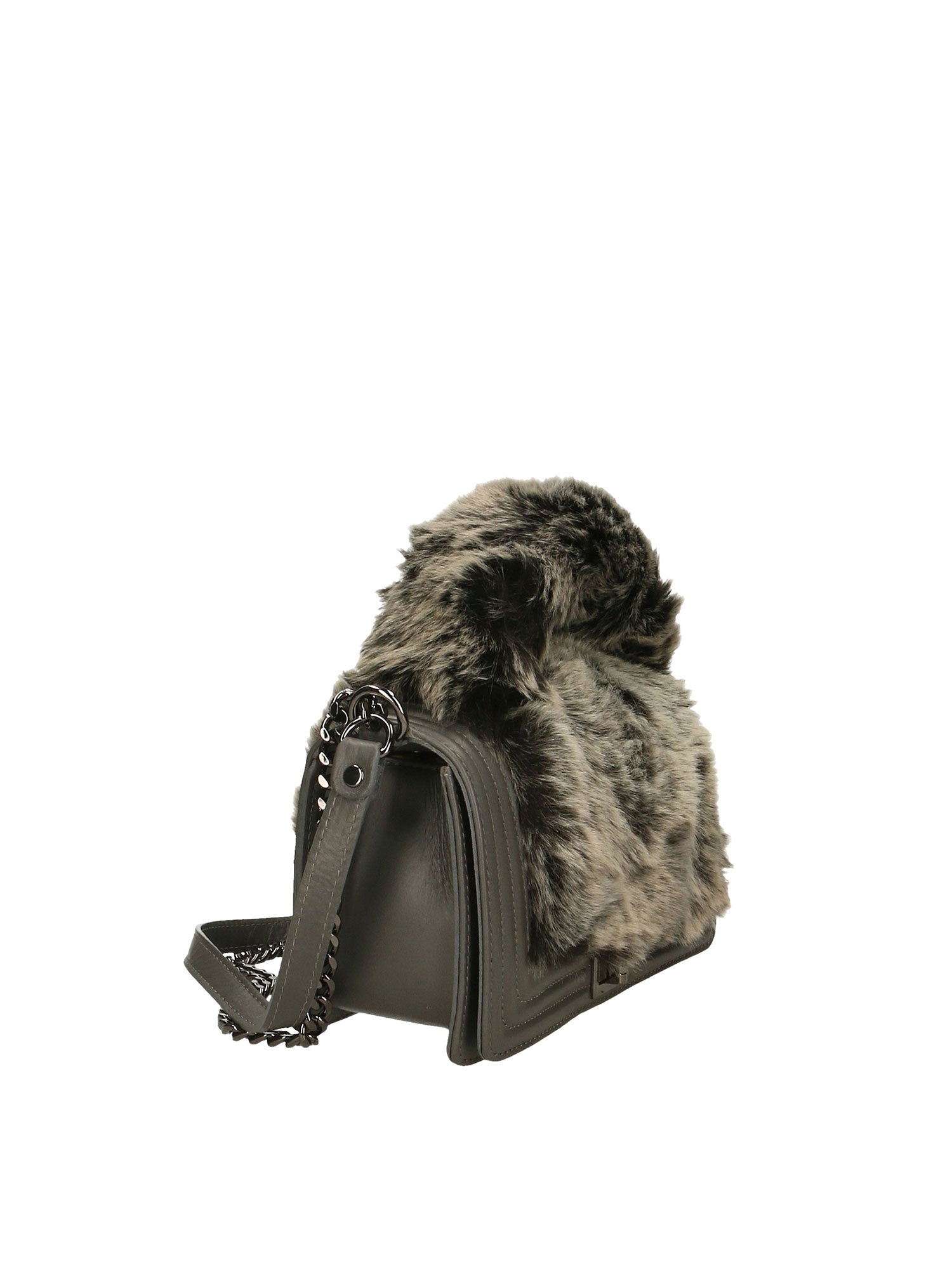 Silvana Pro Borsa a tracolla donna Vera pelle + Calfhair 6599-GRIGIO Gave Lux