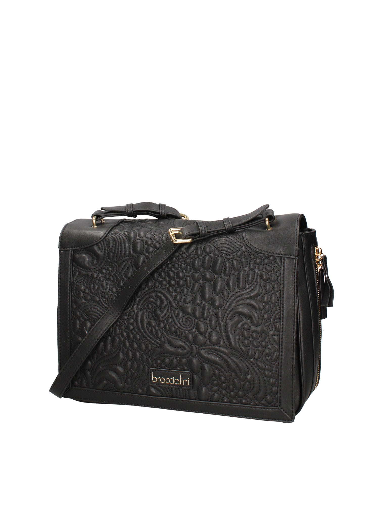 Idalia Elite Borsa a tracolla da donna 100% poliuretano B16891GR-NERO Braccialini