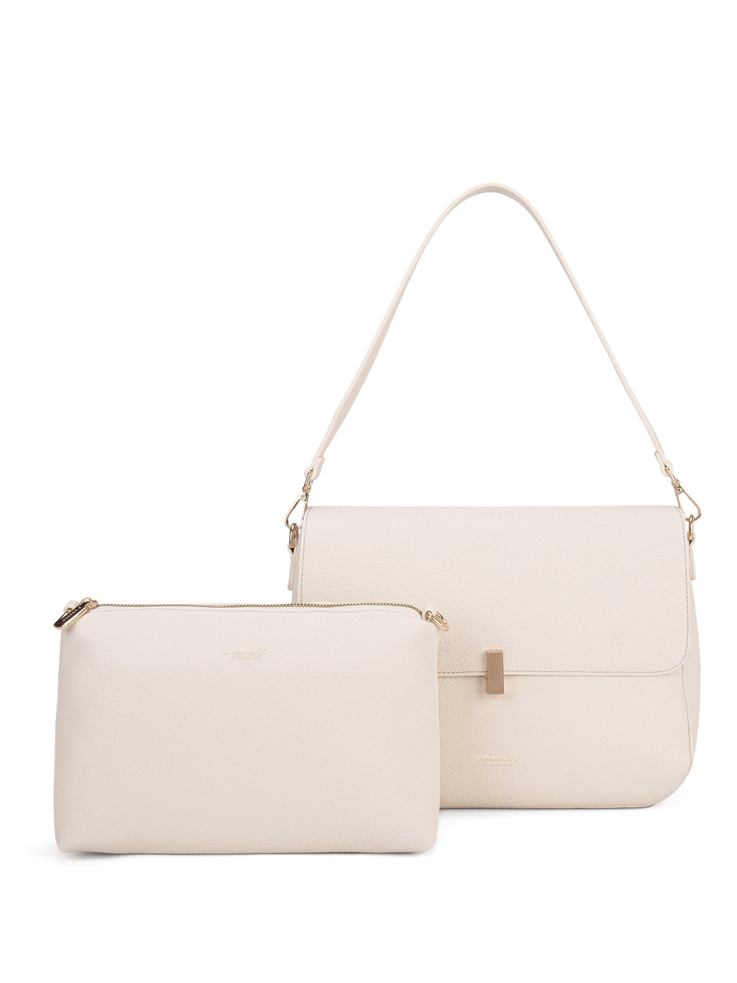 Borsa a spalla da donna 100% pelle vegana PU 740-1PT-BISCUIT Diana&co