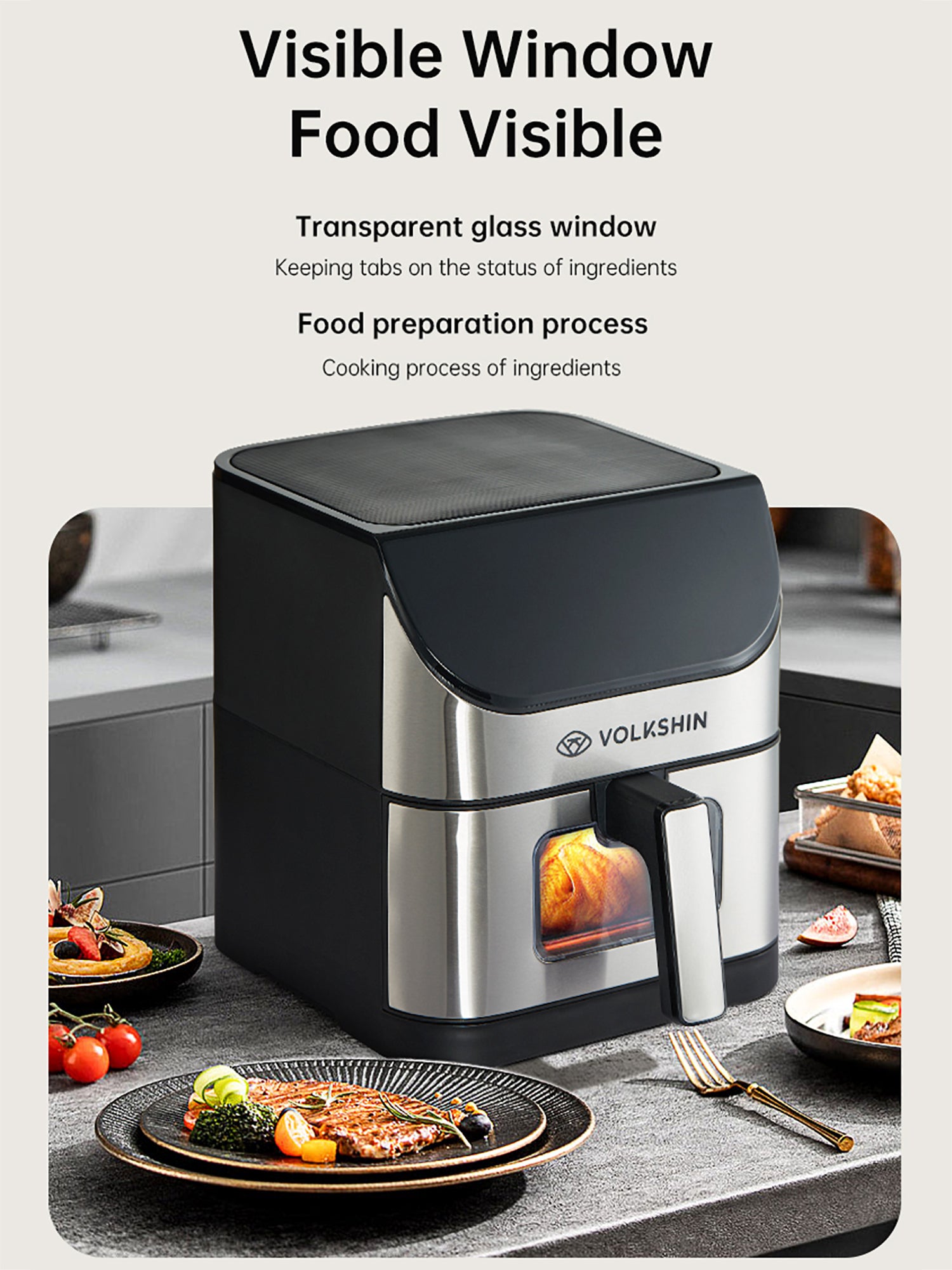 Abs Friggitrice ad Aria Pp Garanzia 24 Mesi RA620DSV-Black Volkshin