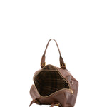 Borsa a bauletto unisex in vera pelle 100% cotone 4528-TESTA DI MORO Alessia Firenze