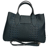 Ascoli Borsa a mano da donna Pelle stampata cocco 7718-DARK BLUE Gave Lux