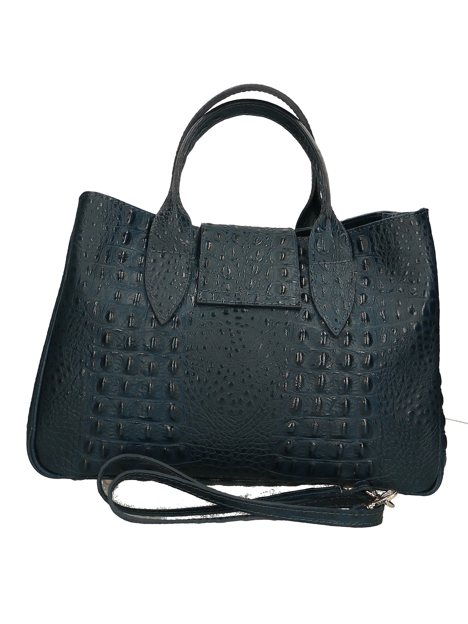 Ascoli Borsa a mano da donna Pelle stampata cocco 7718-DARK BLUE Gave Lux