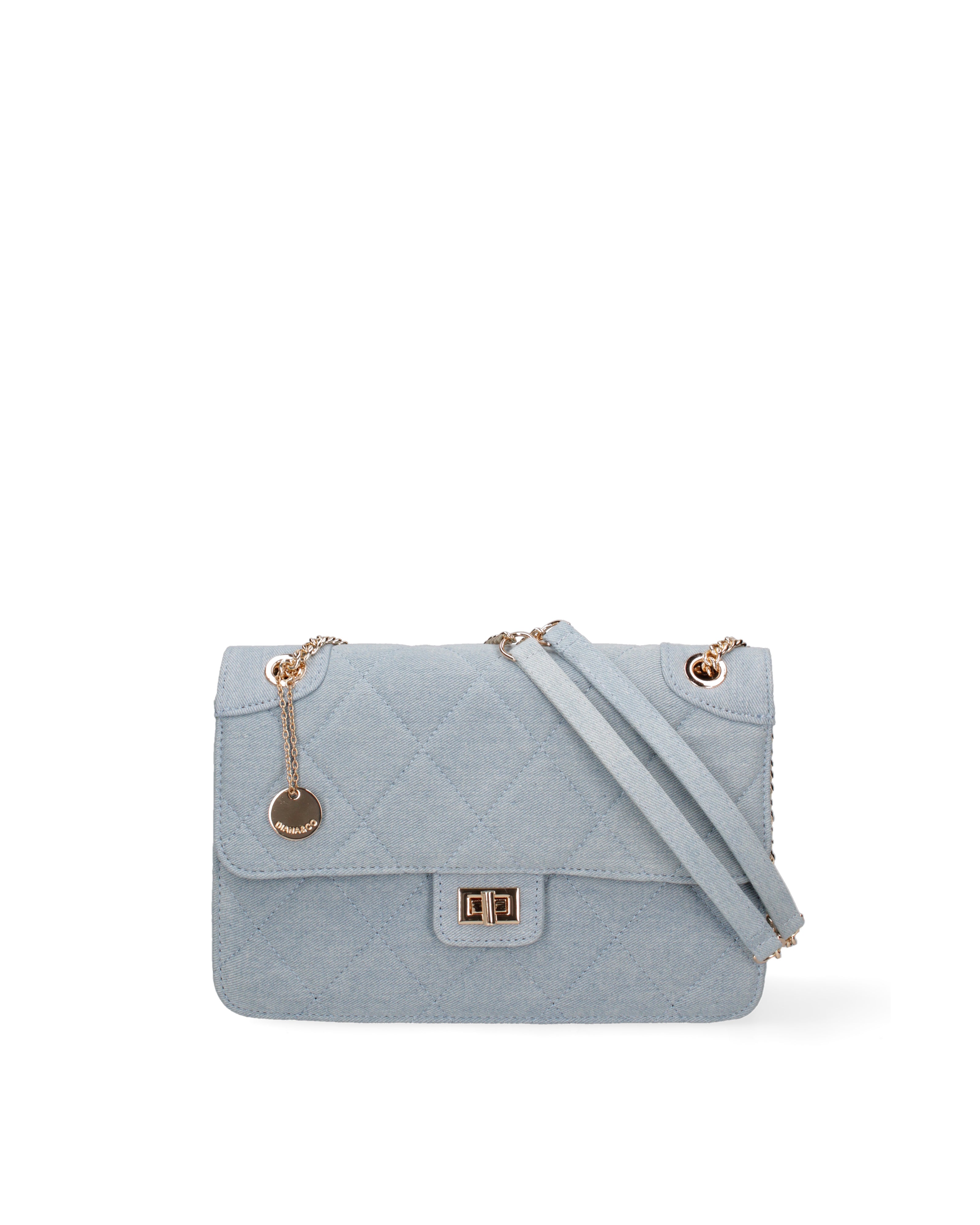 Borsa a spalla da donna Nylon & Ecopelle DC3533-2-LIGHTBLUE Diana&co