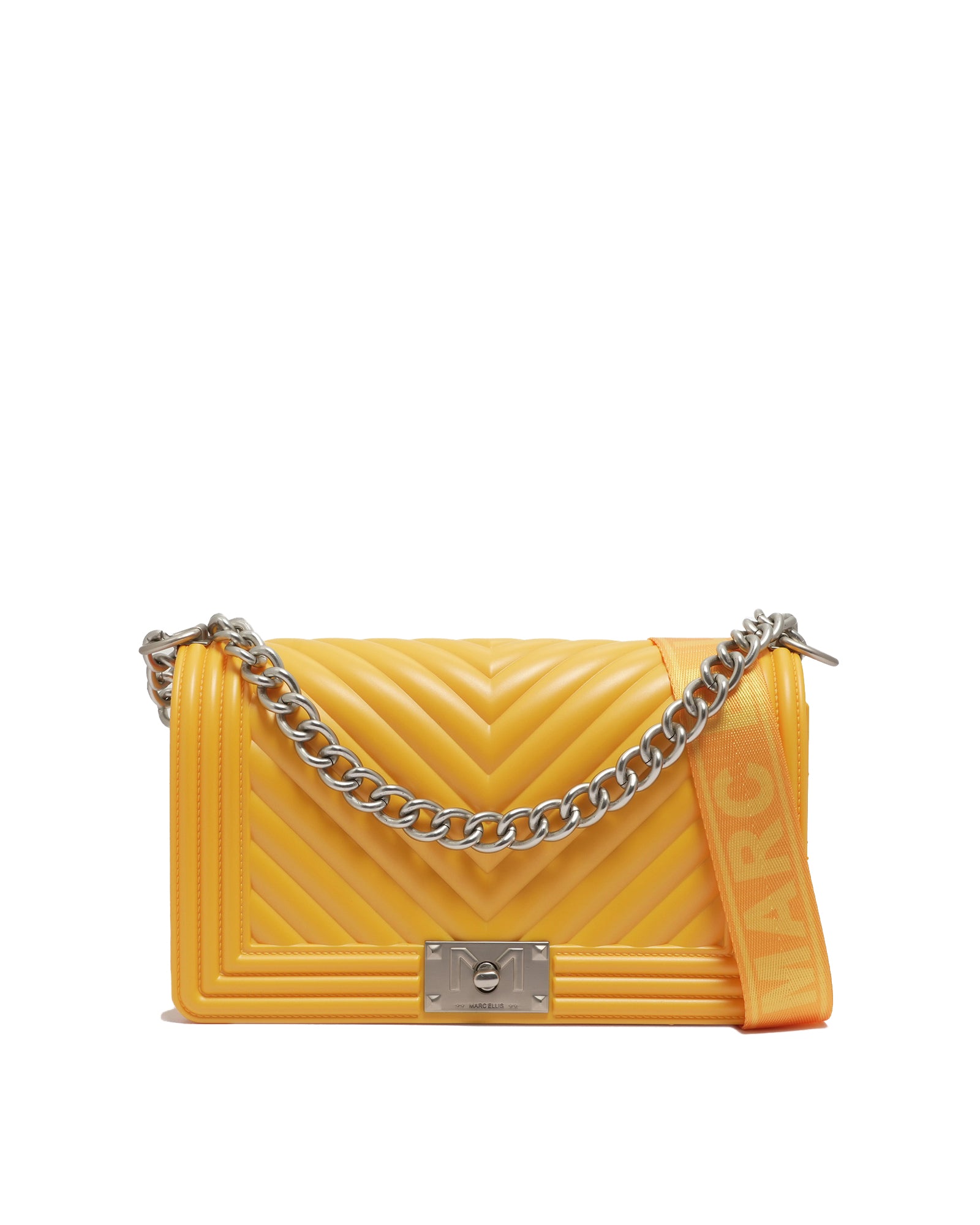 Borsa a mano da donna 100% PVC FLAT M-VANIGLIA + OFF SILVER Marc Ellis