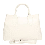 Ascoli Borsa a mano da donna Pelle stampata cocco 7718-BIANCO Gave Lux