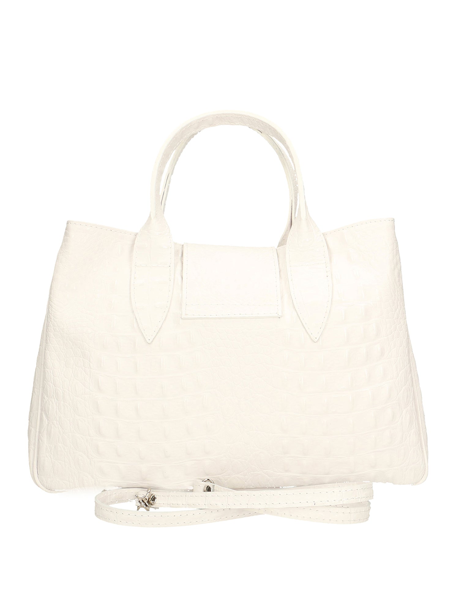 Ascoli Borsa a mano da donna Pelle stampata cocco 7718-BIANCO Gave Lux