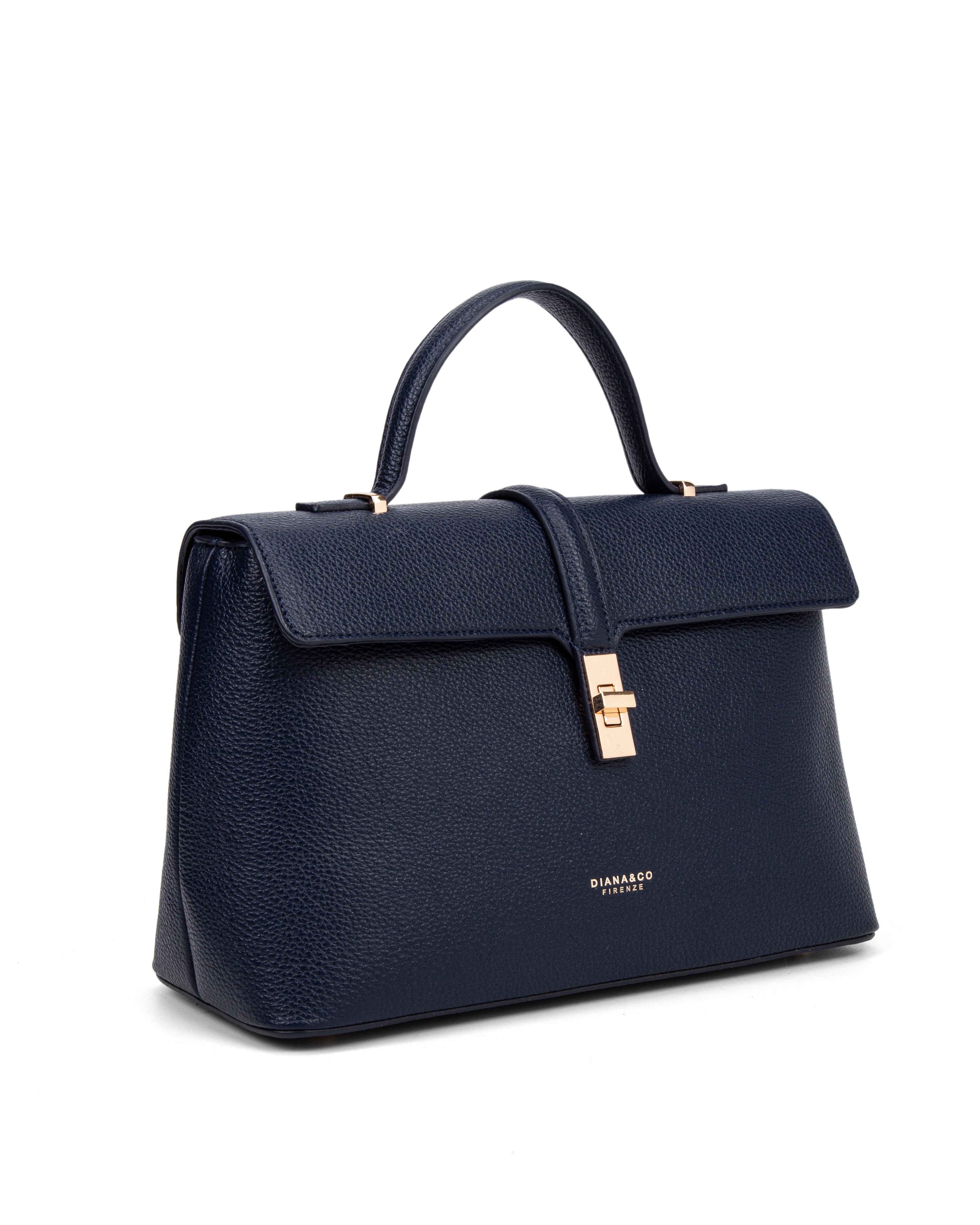 Borsa a mano da donna 100% pelle vegana PU 755-2PT-NAVYBLUE Diana&co