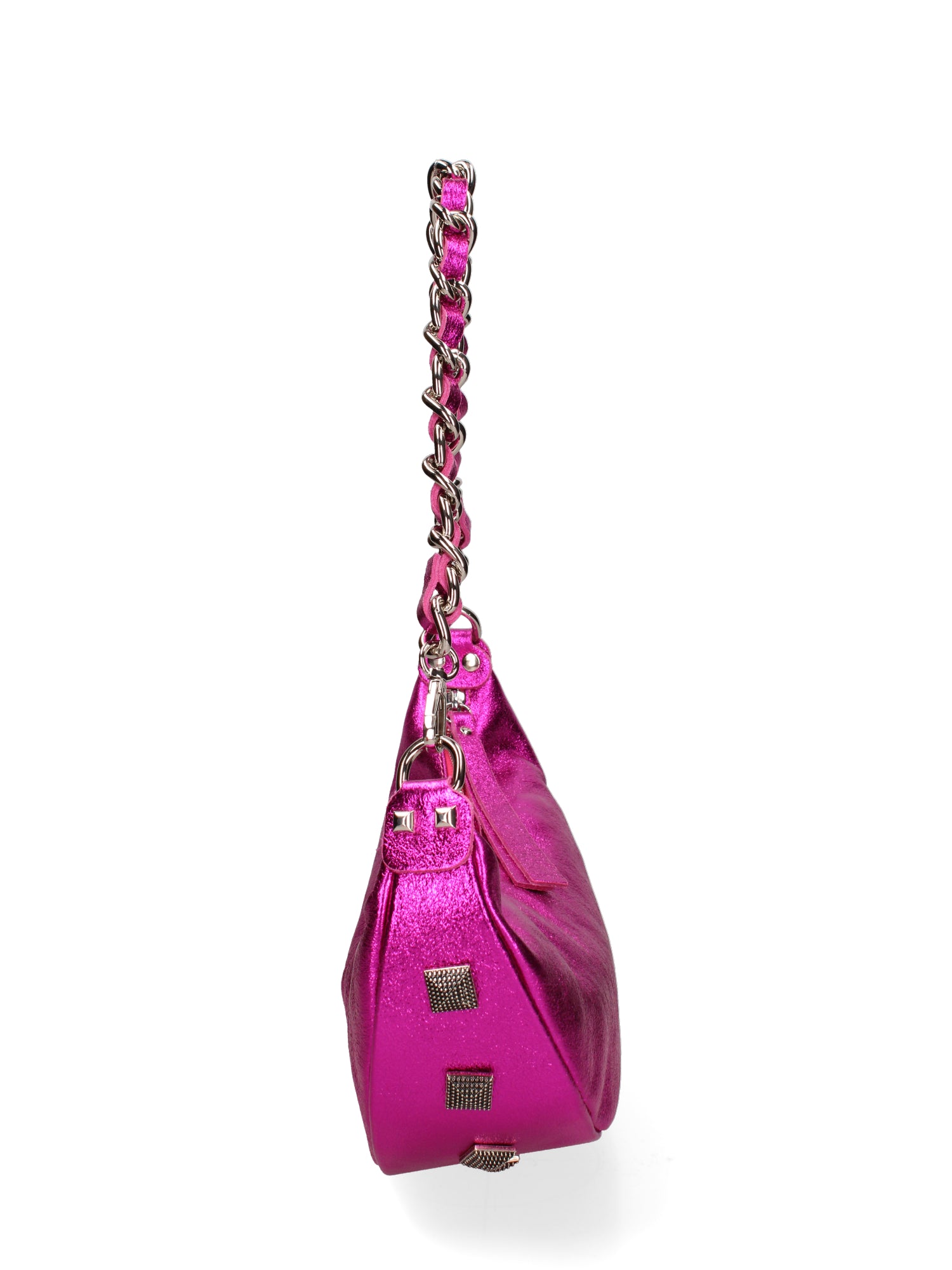 Borsa a spalla da donna Vera pelle dollaro metallizzata JR-W-1047-FUXIA LAMINA John Richmond