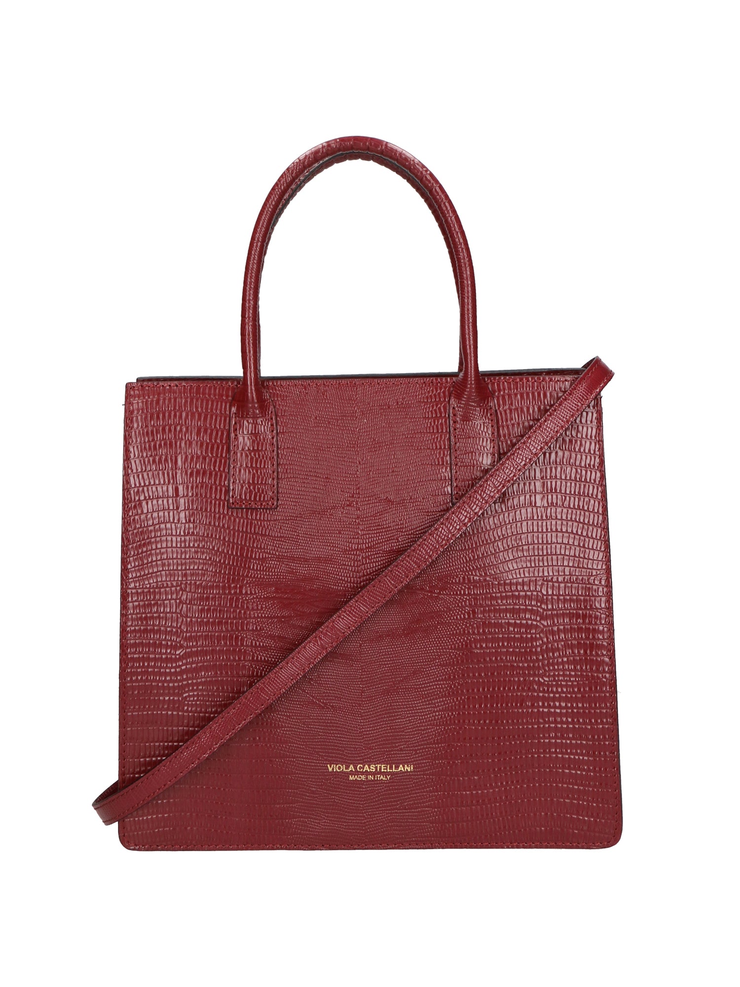 Giulia Borsa a mano da donna Vera pelle effetto cocco 468W-LU10 ROSSO SCURO Viola Castellani