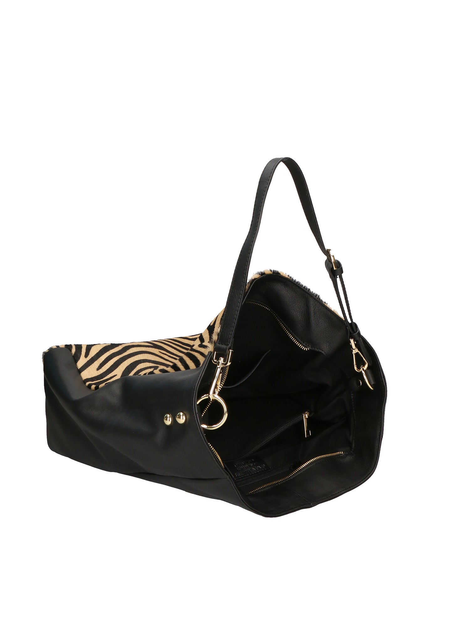 Asia Borsa a spalla da donna Vera pelle 05475-ZEBRA CUOIO NERO Gave Lux