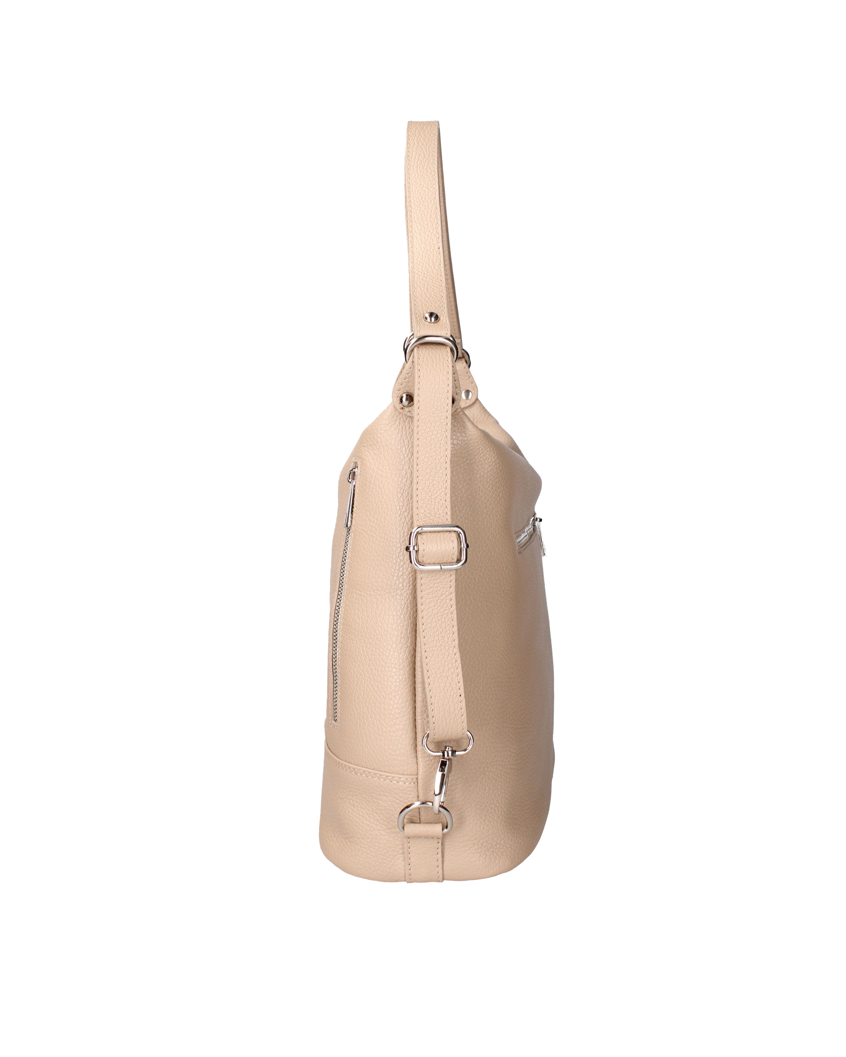 Vera pelle 07135-D05 CAPPUCCINO Borsa a spalla convertibile Anjelica Viola Castellani
