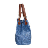Elenia Borsa a mano da donna Vera pelle 80049-012 BLU JEANS Gave Lux