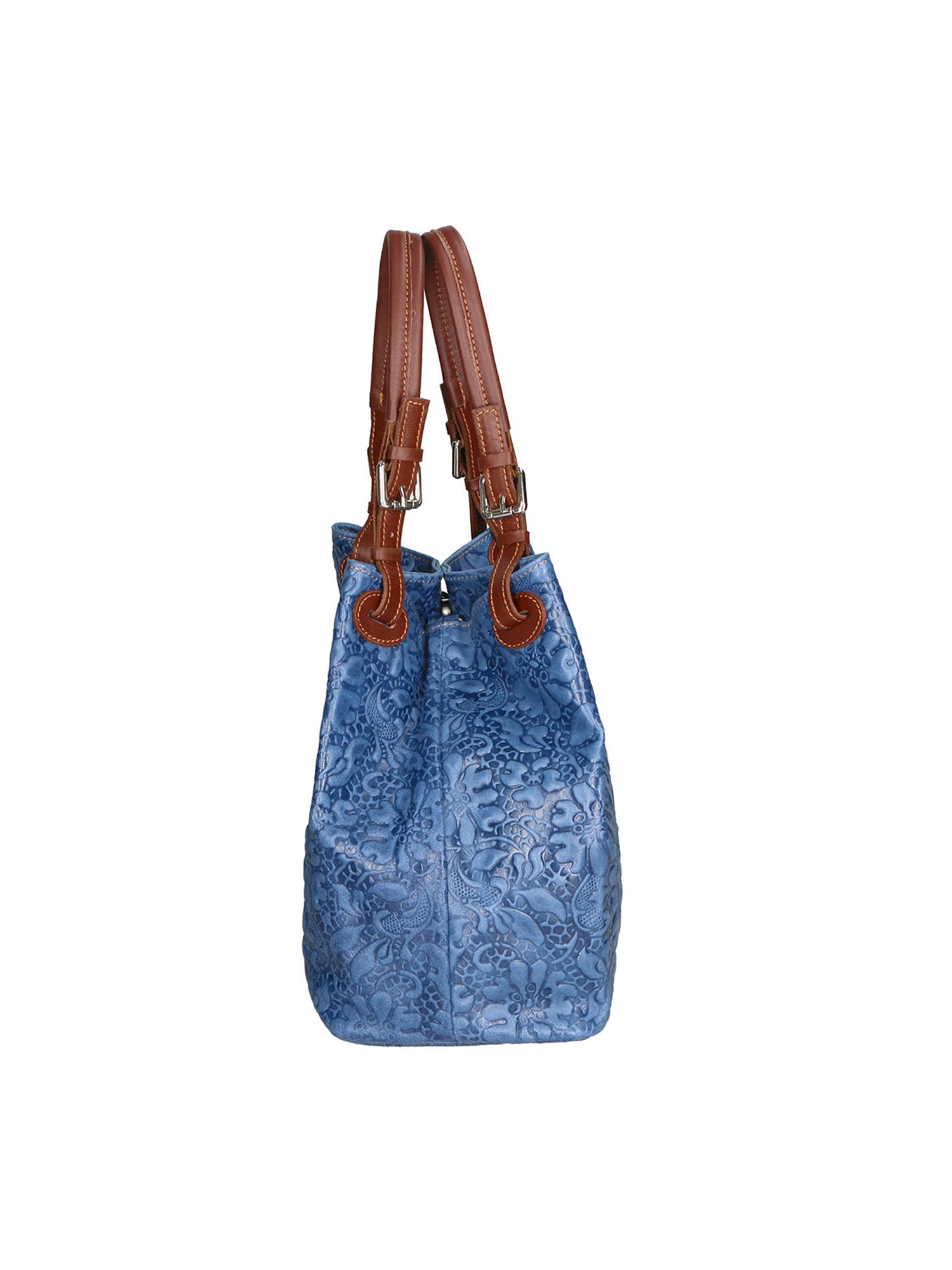 Elenia Borsa a mano da donna Vera pelle 80049-012 BLU JEANS Gave Lux