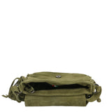 Iolanthe Borsa a tracolla da donna Vera pelle 1421-VERDE MILITARE Gave Lux