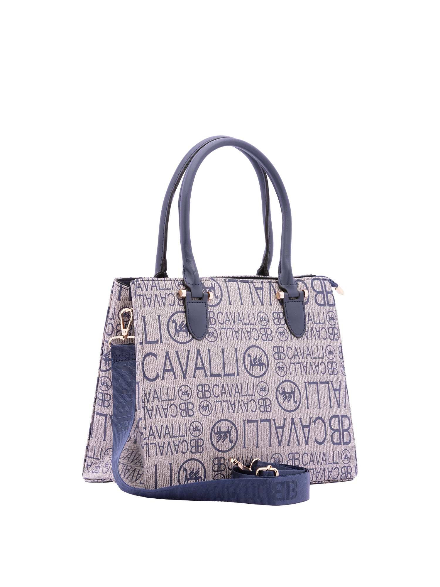 Borsa a mano da donna Ecopelle e poliestere BC1370-BLU B Cavalli