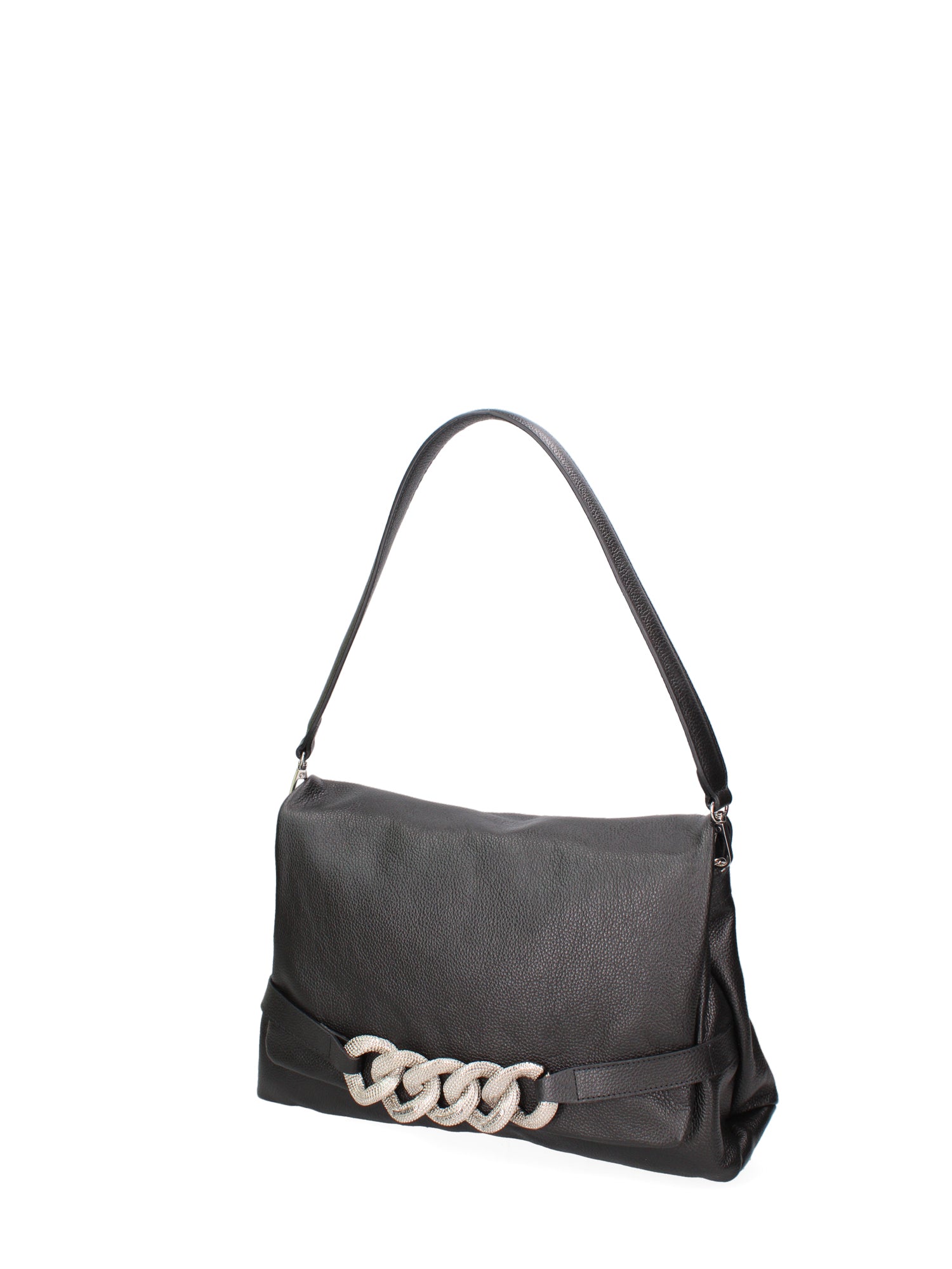 Borsa a spalla da donna 100% vera pelle JR-W-1160L-DO-BLACK + SILVER John Richmond