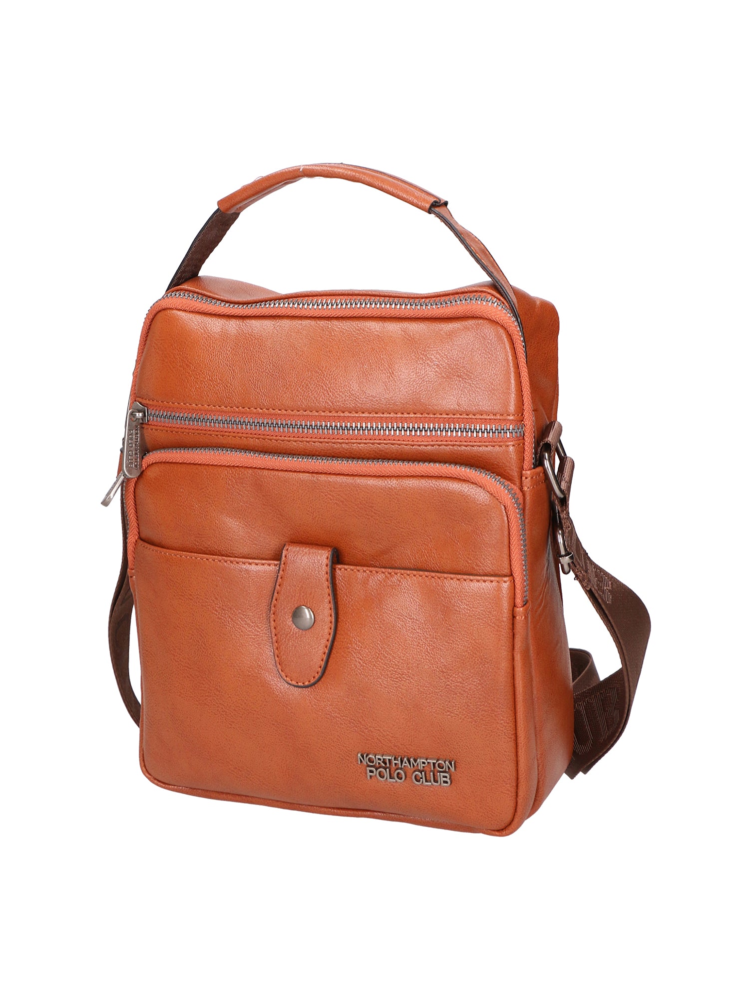 Borsa a tracolla uomo vegana 100% PU Leather PCL3101-BROWN Northampton Polo Club
