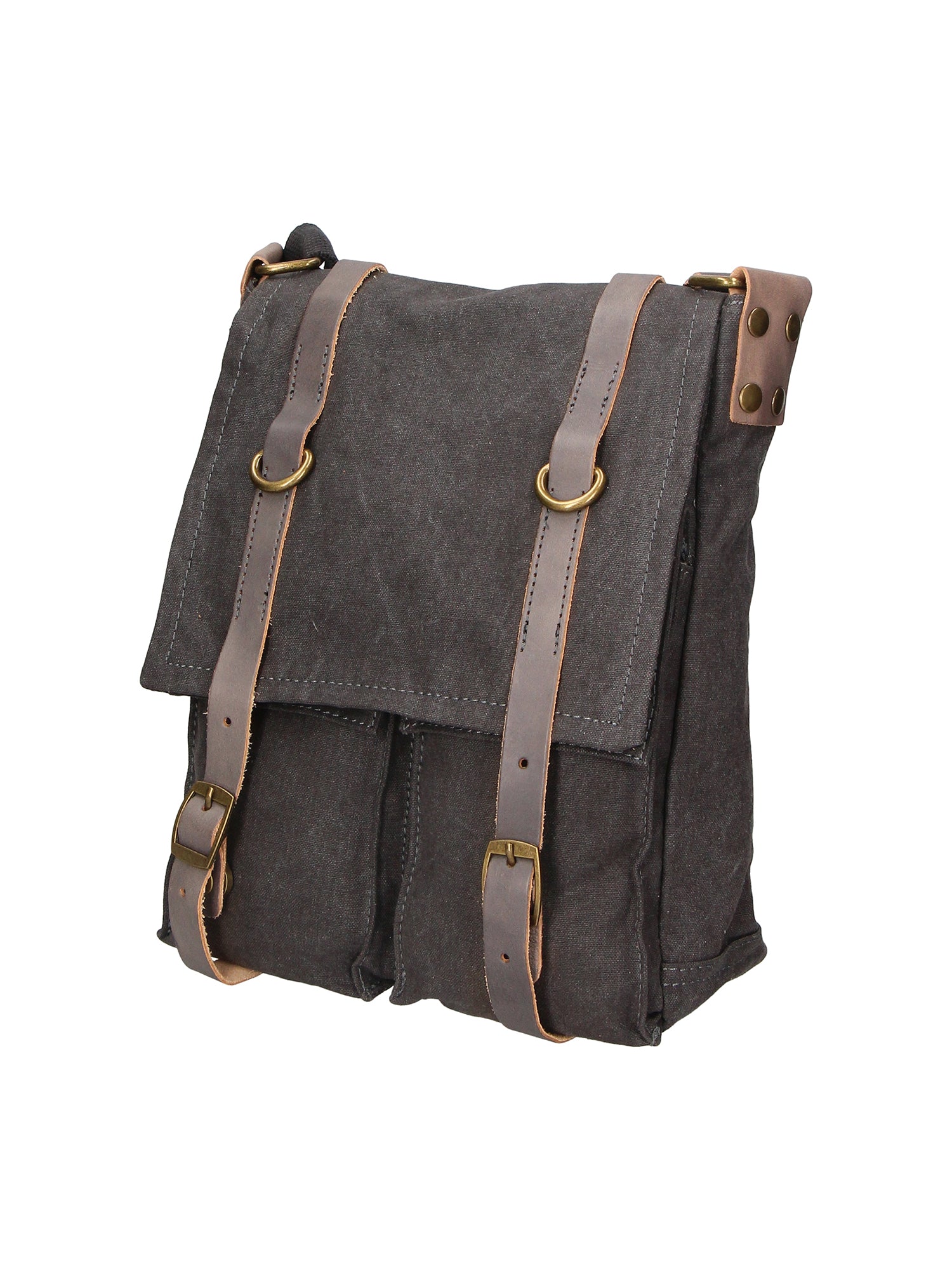 Milena Borsa a tracolla unisex Canvas e vera pelle ZG3009-NERO BLACK Gave Lux