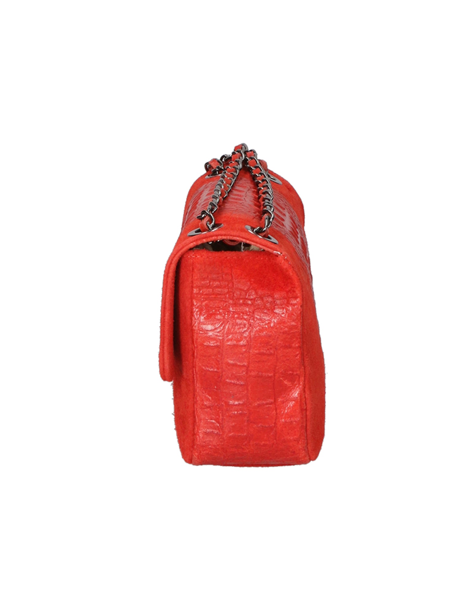 Edvige Borsa a spalla da donna Pelle Croco Stampata 80045-ROSSO RED Gave Lux