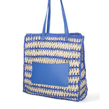 Borsa a spalla da donna Paglia intrecciata 07383-BLUE G88A Viola Castellani
