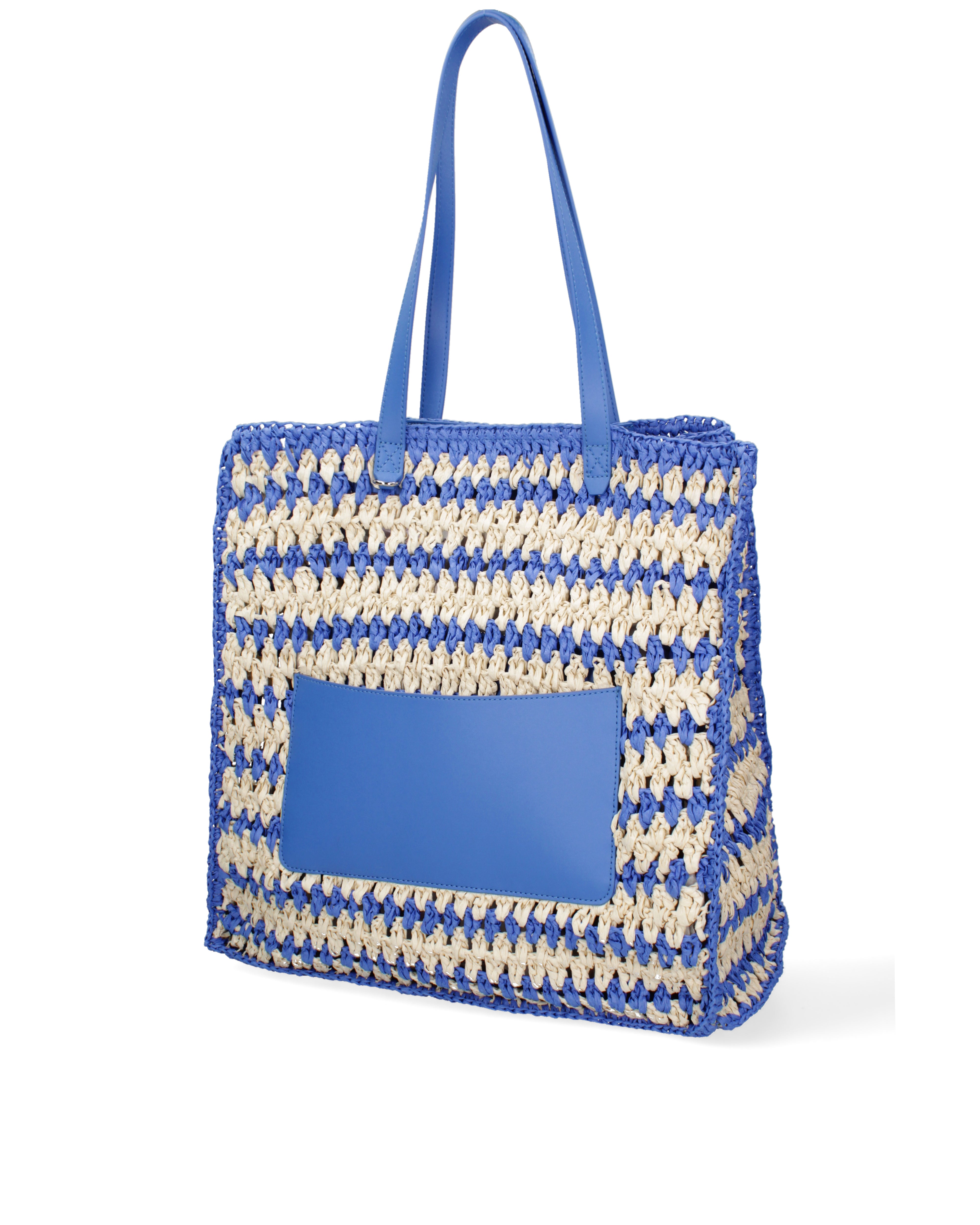 Borsa a spalla da donna Paglia intrecciata 07383-BLUE G88A Viola Castellani