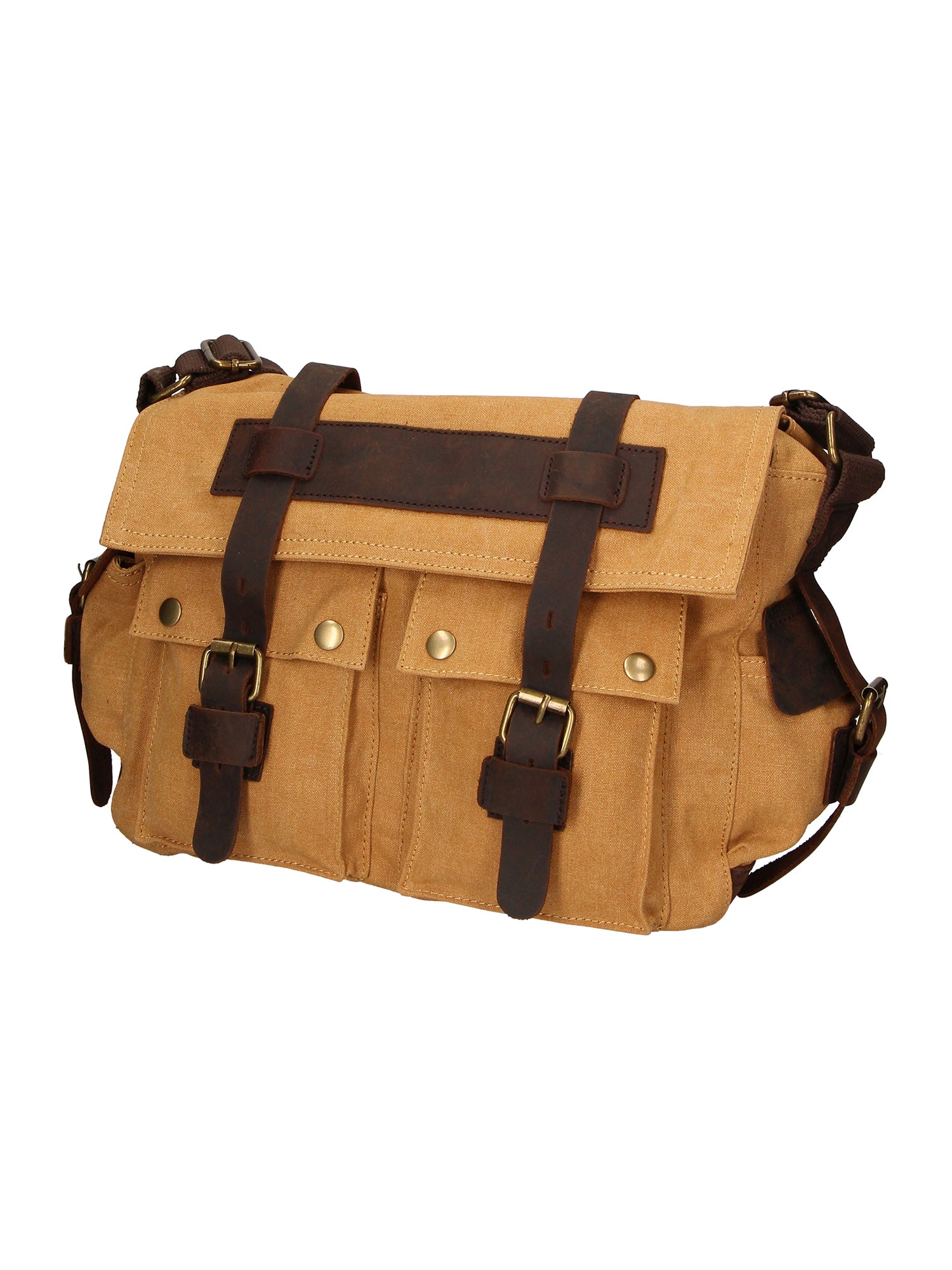 Melania Borsa a spalla unisex Canvas e vera pelle ZG3016-CUOIO COGNAC Gave Lux