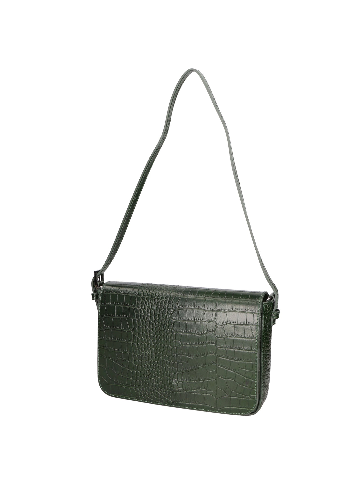 Azzurra Borsa a spalla da donna Vera pelle croco 05699-C14 VERDE SCURO Gave Lux