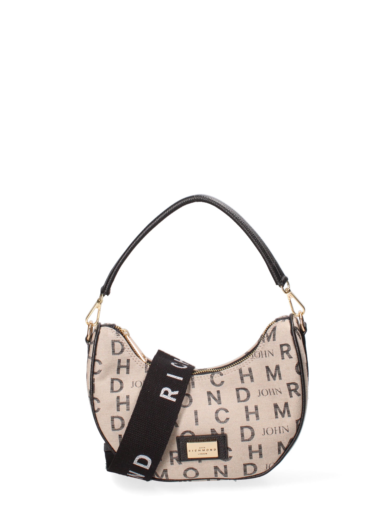 Borsa a spalla da donna 100% Tessuto JR-W-1162MTP-BONE BLACK-GOLD John Richmond