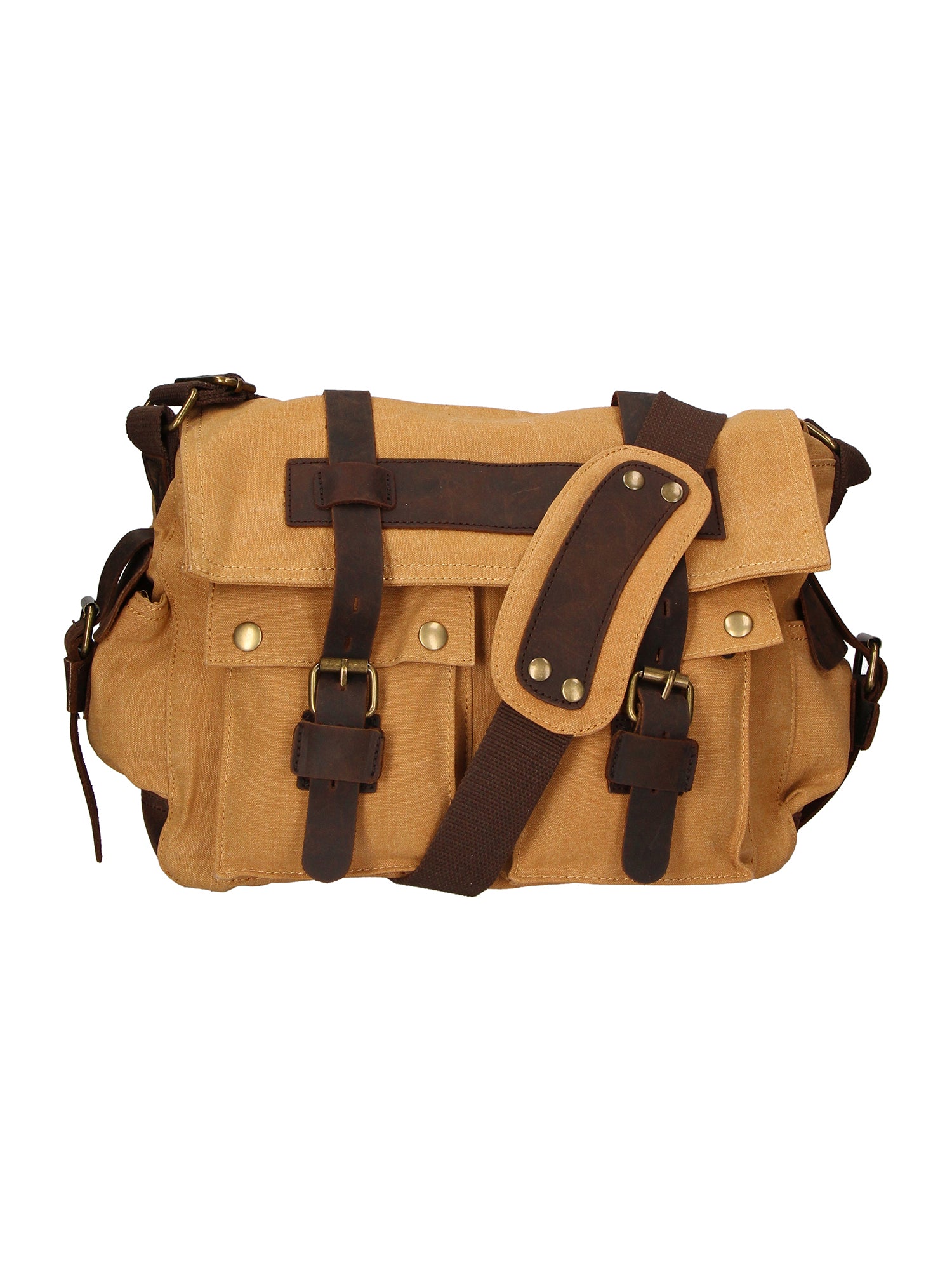 Melania Borsa a spalla unisex Canvas e vera pelle ZG3016-CUOIO COGNAC Gave Lux